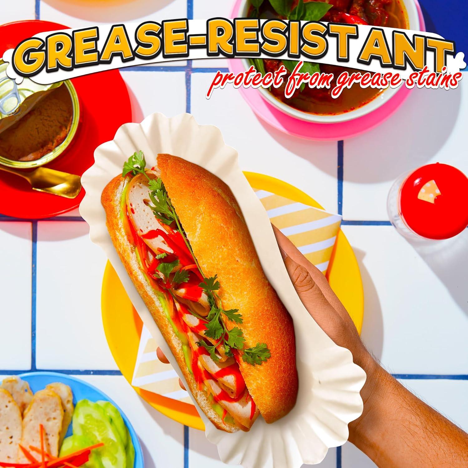 Bandejas desechables BURIUS para hot dogs 50 piezas 21.1x10.4 cm