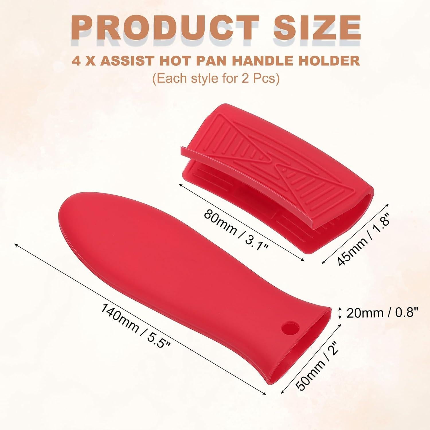 Funda de Mango de Silicona Antideslizante uxcell - 4 Pcs Rojo
