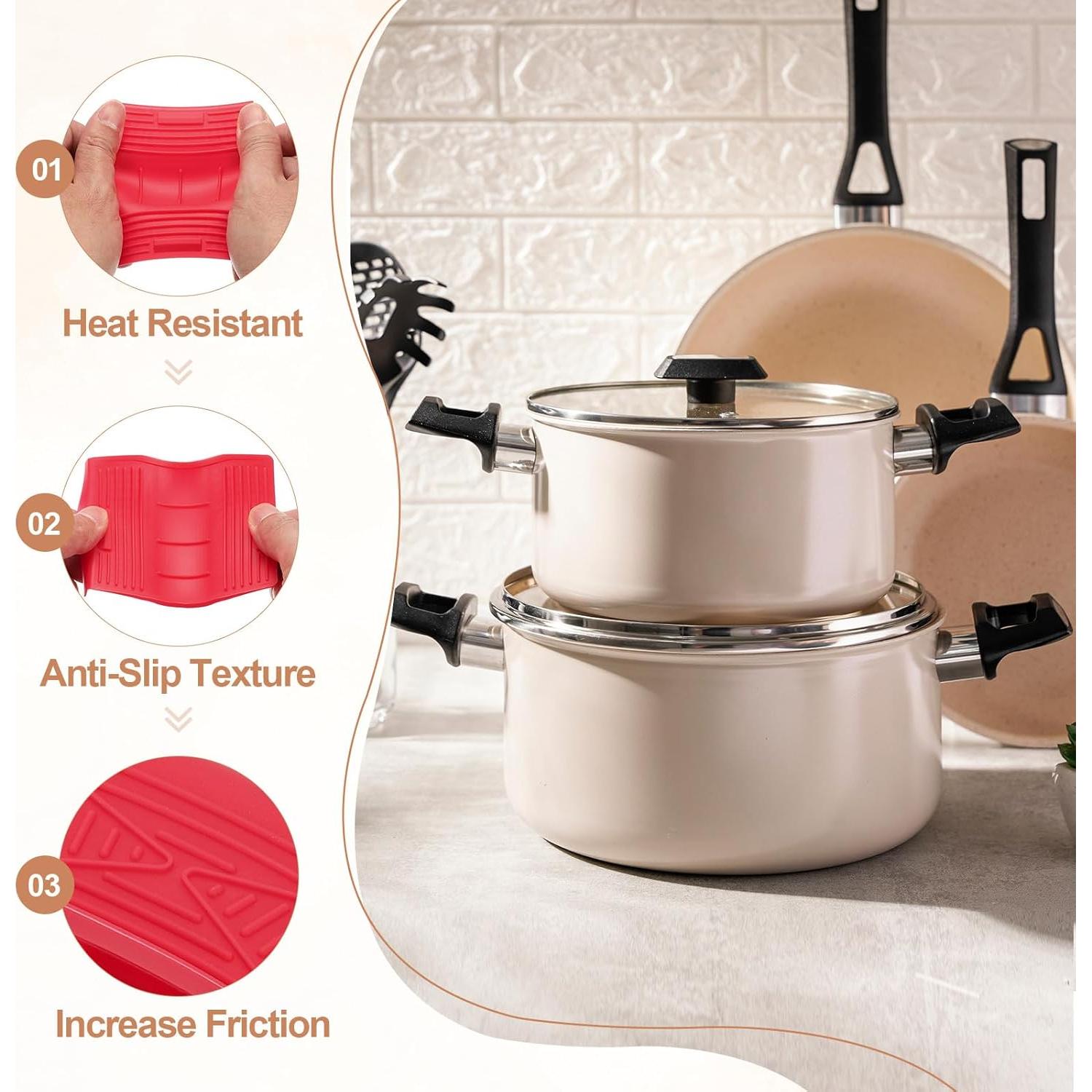 Funda de Mango de Silicona Antideslizante uxcell - 4 Pcs Rojo