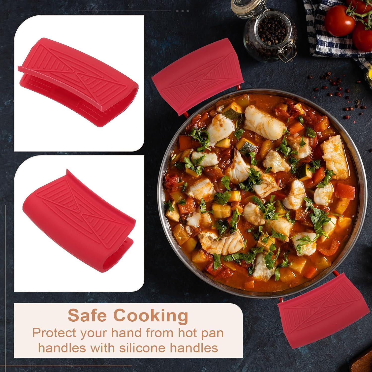 Funda de Mango de Silicona Antideslizante uxcell - 4 Pcs Rojo