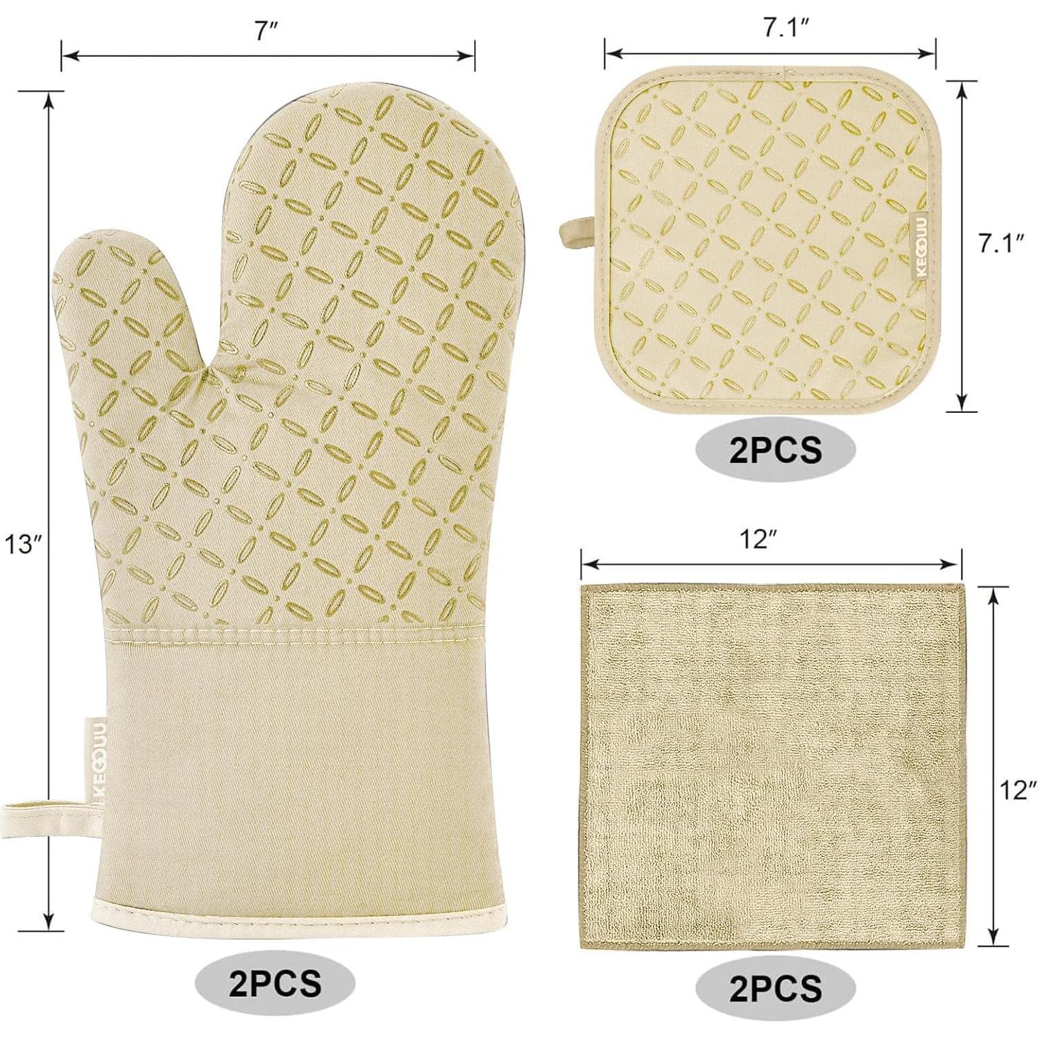 Juego de Manoplas y Agarraderas KEGOUU 6 Piezas Beige