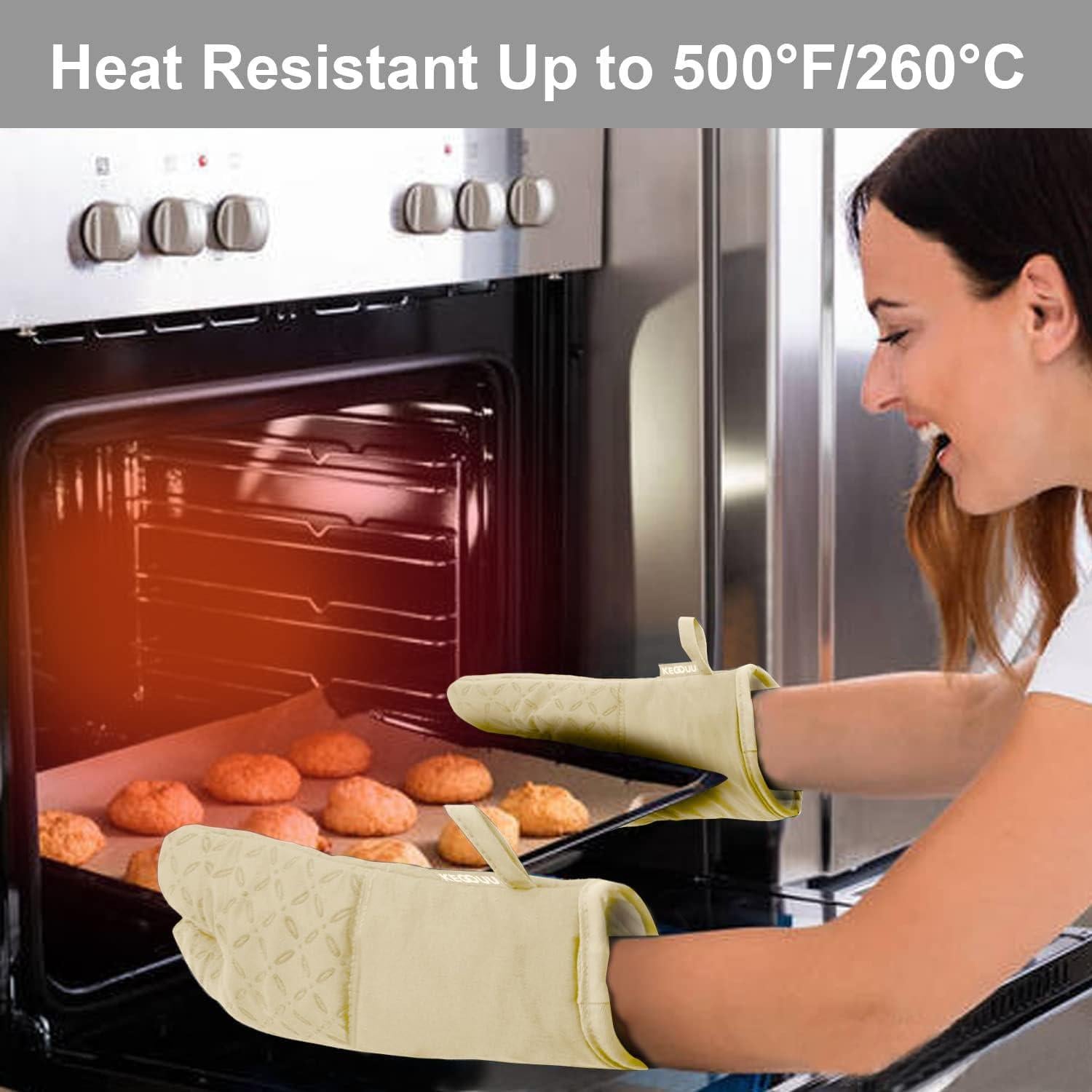 Juego de Manoplas y Agarraderas KEGOUU 6 Piezas Beige