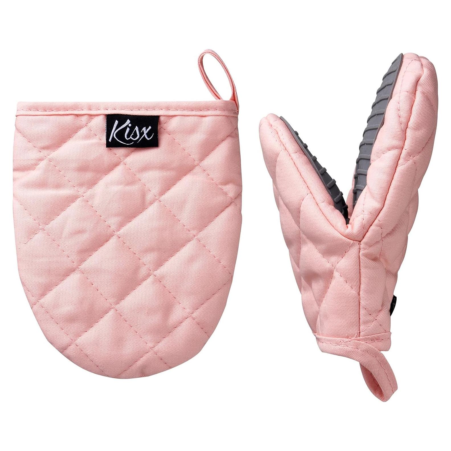 Juego de Manoplas y Agarraderas Kisx de Silicona Rosa - Resistentes al Calor