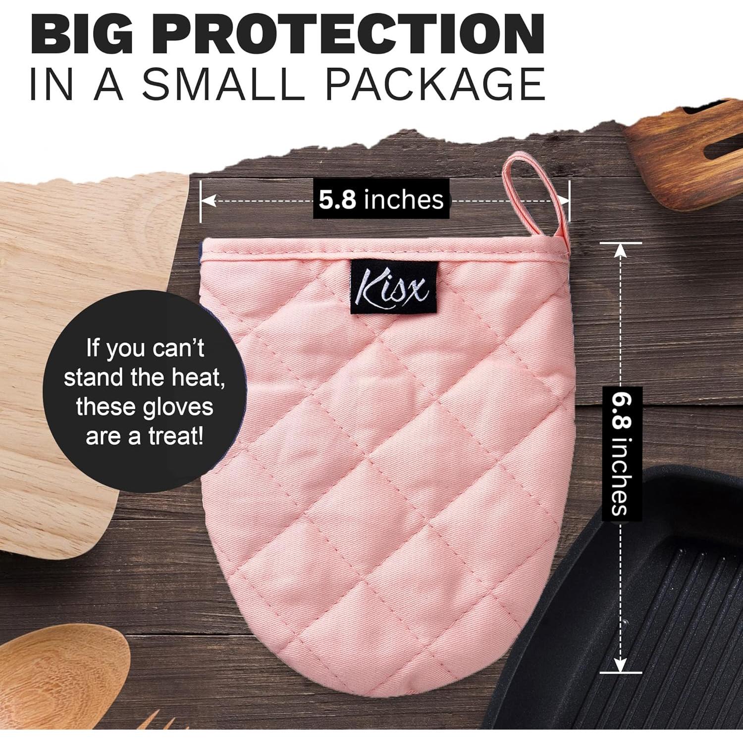 Juego de Manoplas y Agarraderas Kisx de Silicona Rosa - Resistentes al Calor