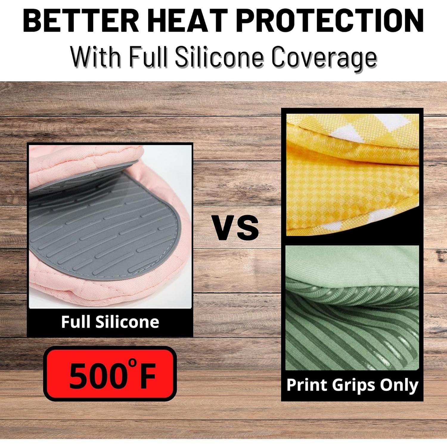 Juego de Manoplas y Agarraderas Kisx de Silicona Rosa - Resistentes al Calor