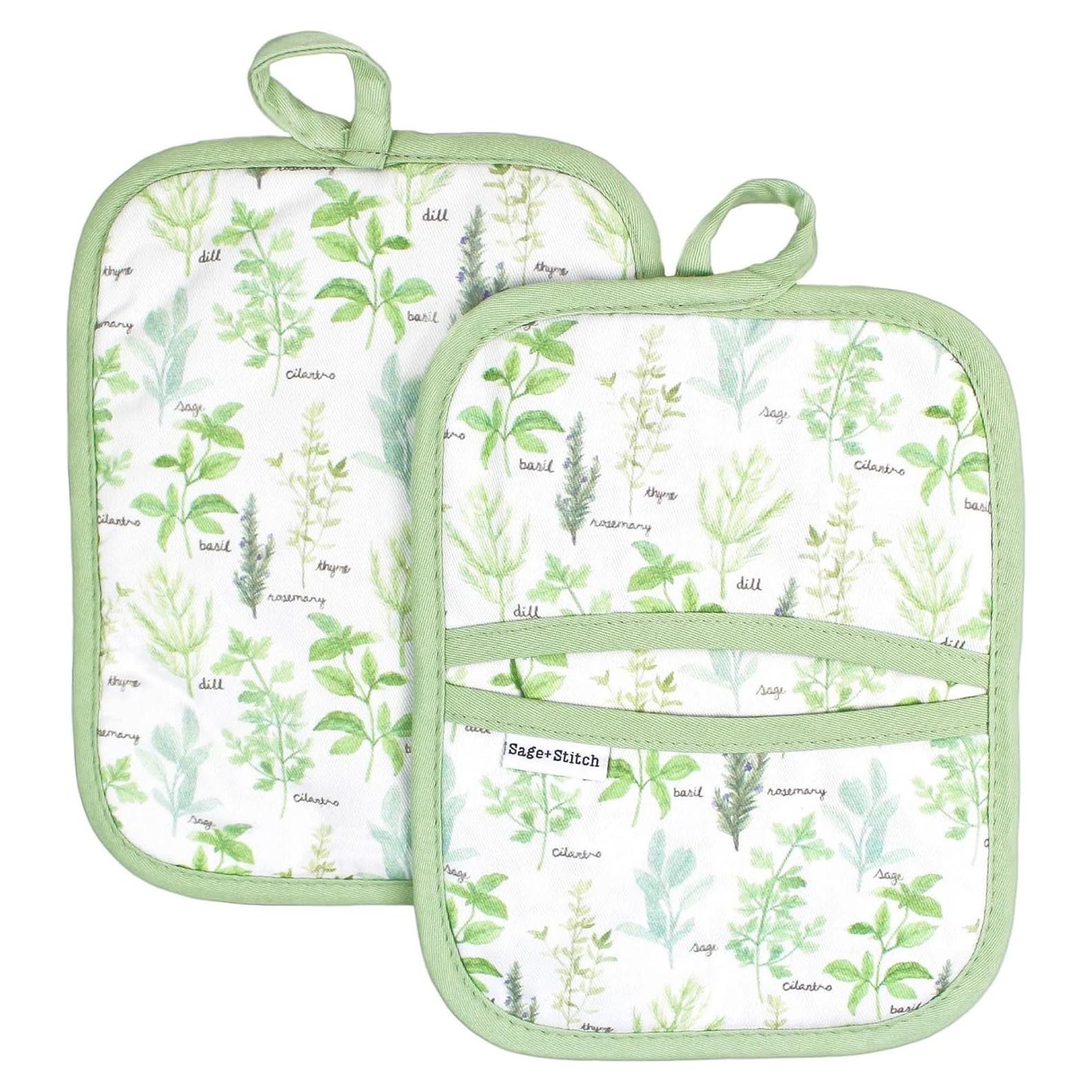 Set de 2 Agarraderas Resistentes al Calor Sage y Stitch 18x23cm