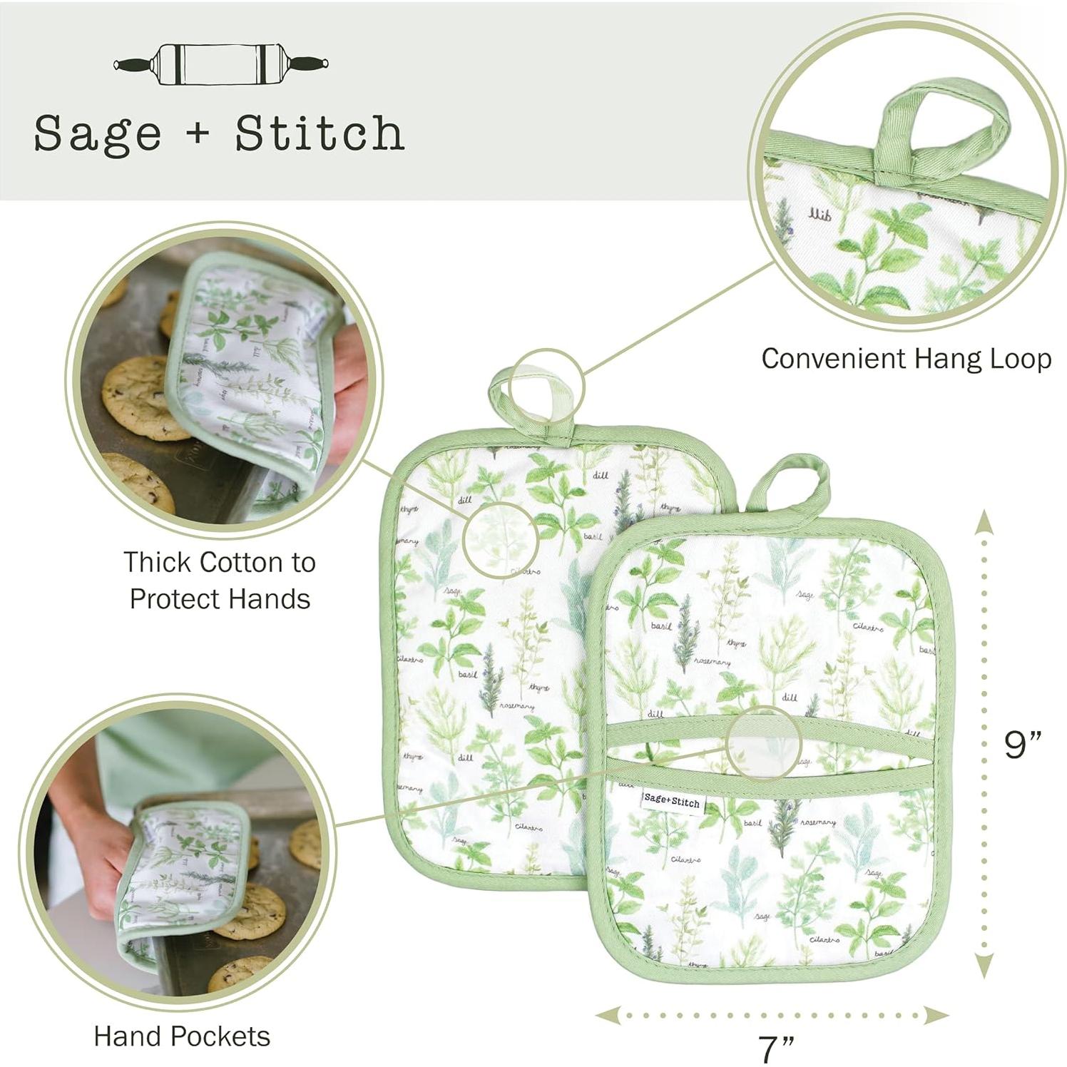 Set de 2 Agarraderas Resistentes al Calor Sage y Stitch 18x23cm