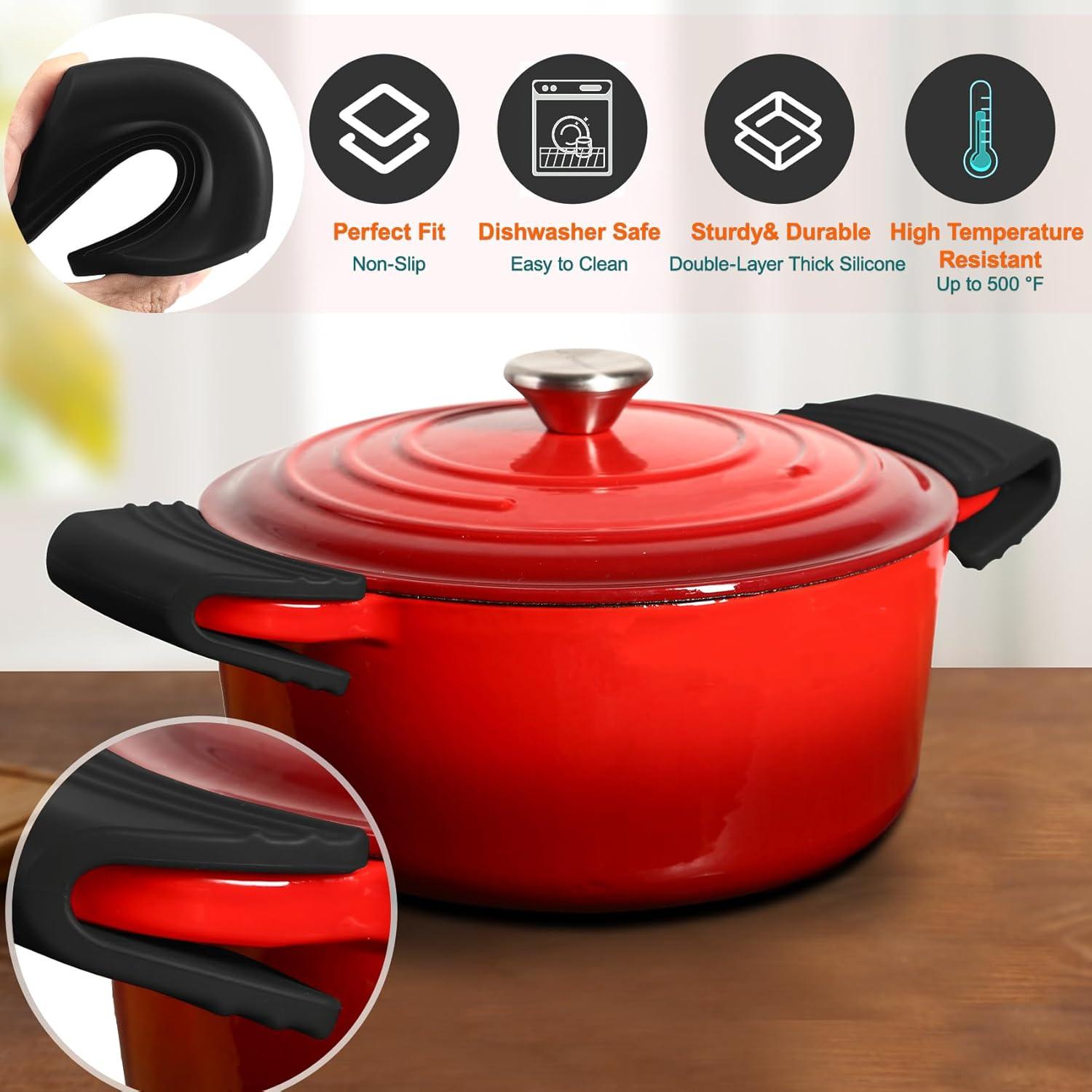 Agarraderas de Silicona Sxmprail para Ollas Le Creuset - Negro