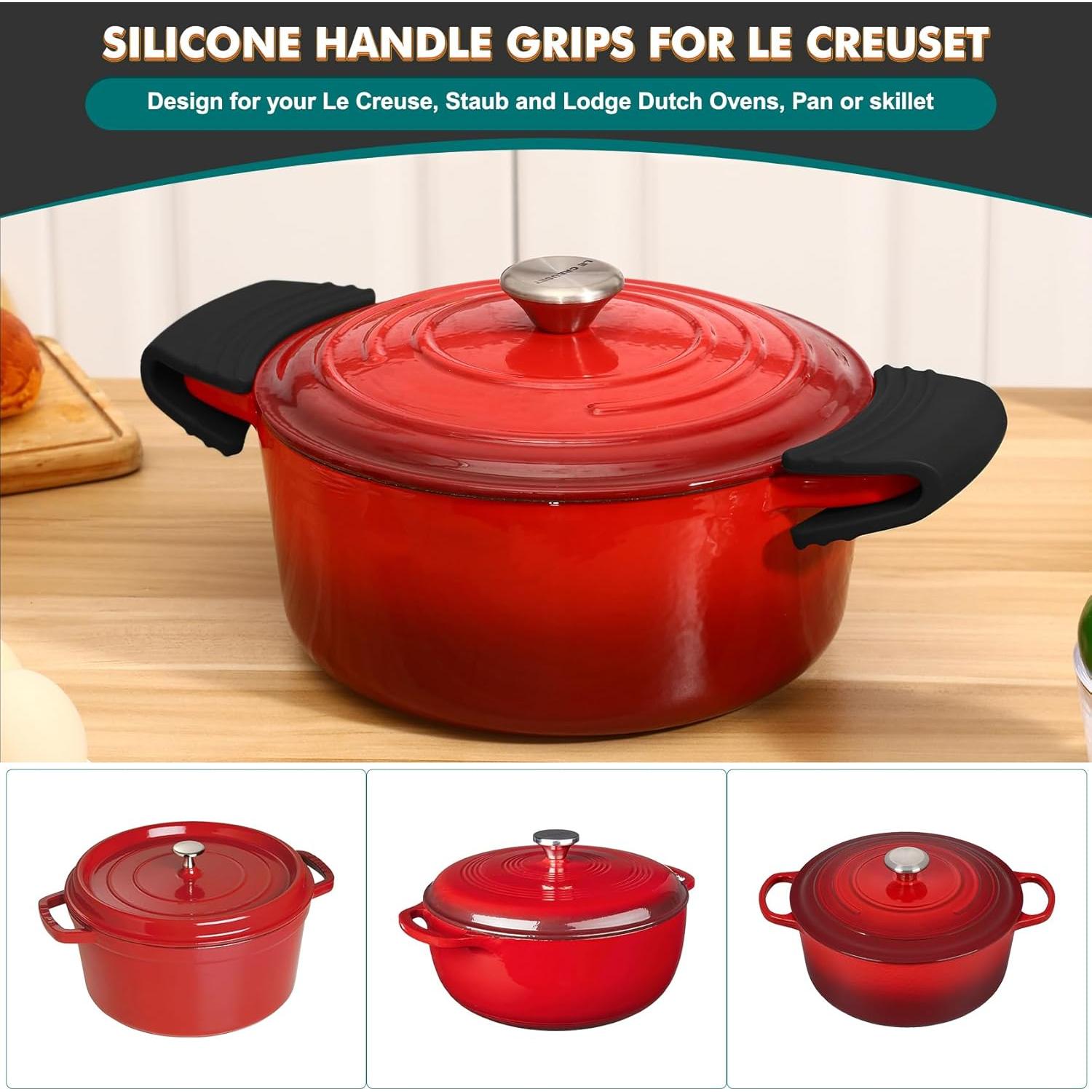 Agarraderas de Silicona Sxmprail para Ollas Le Creuset - Negro