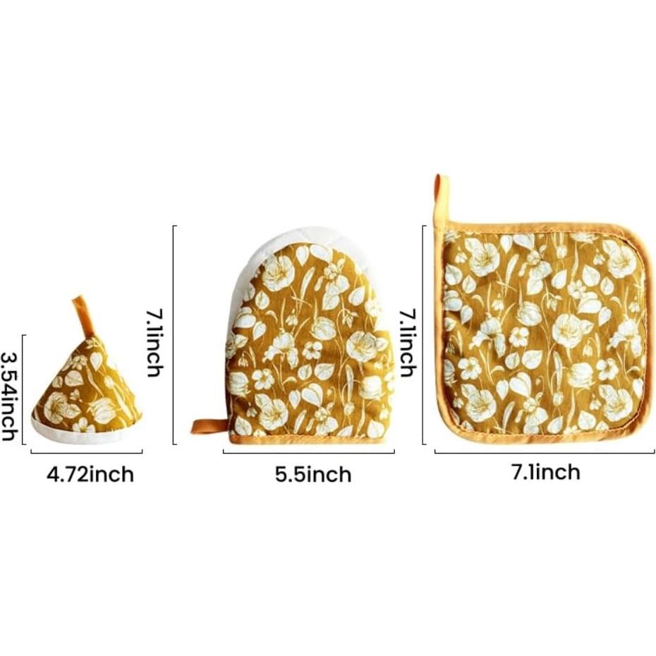 Juego de Manoplas de Horno y Soporte para Olla Genérico - 3 Piezas
