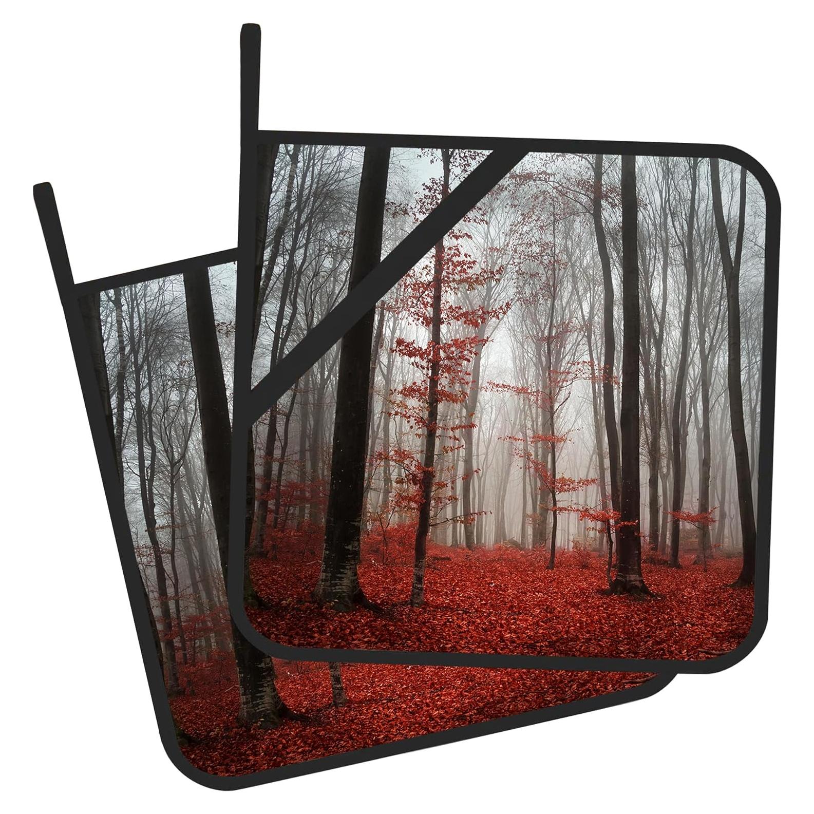 Juego de 2 agarraderas Gearsly Misty Forest Red 20.32 cm