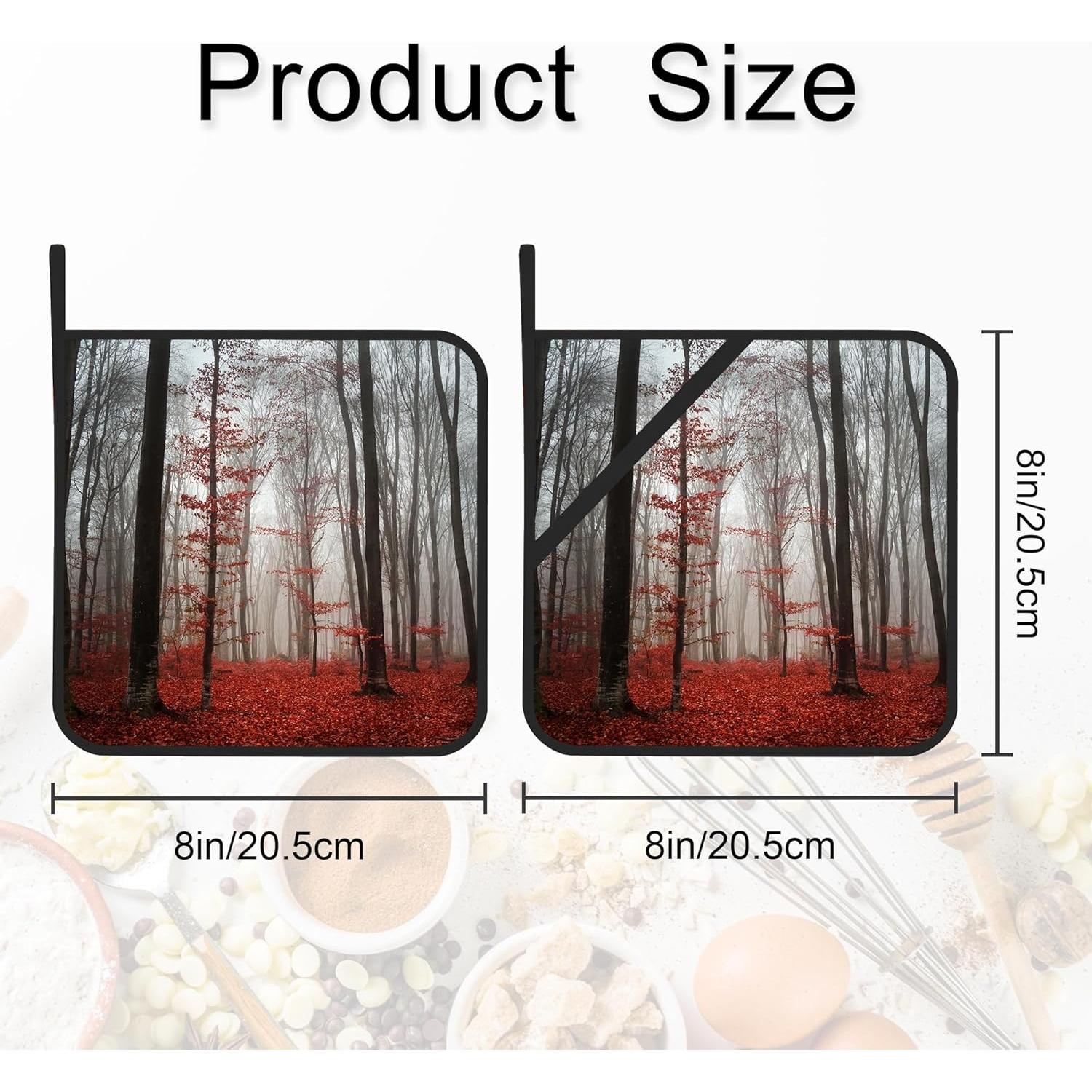 Juego de 2 agarraderas Gearsly Misty Forest Red 20.32 cm