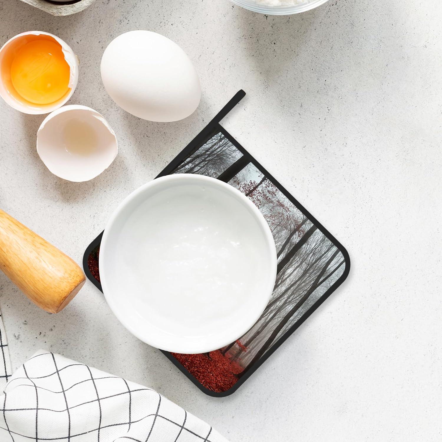 Juego de 2 agarraderas Gearsly Misty Forest Red 20.32 cm