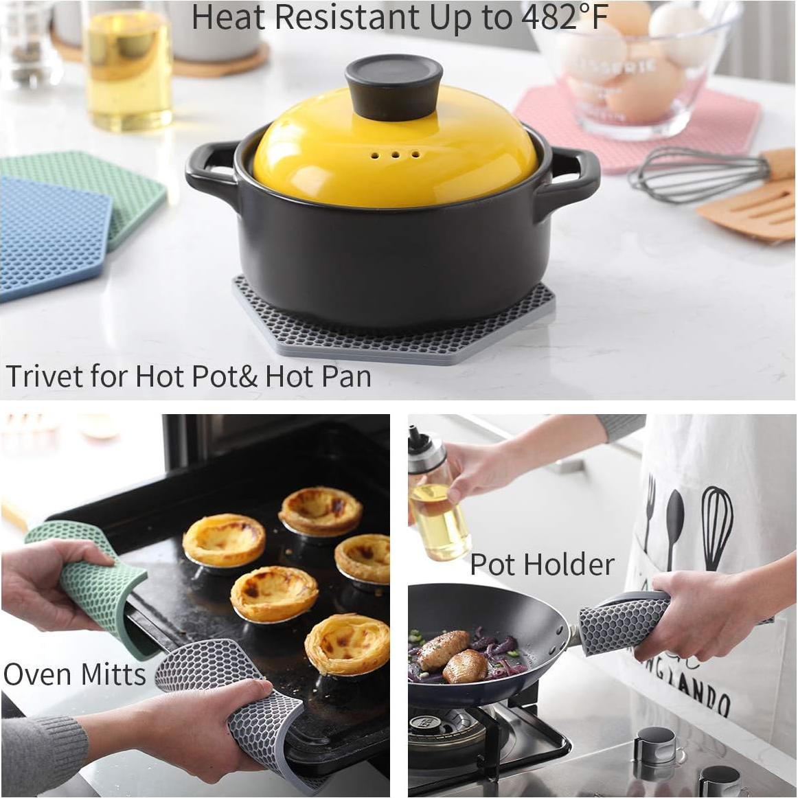 Juego de 4 Tapetes de Silicona Antideslizantes Colinda Rojo