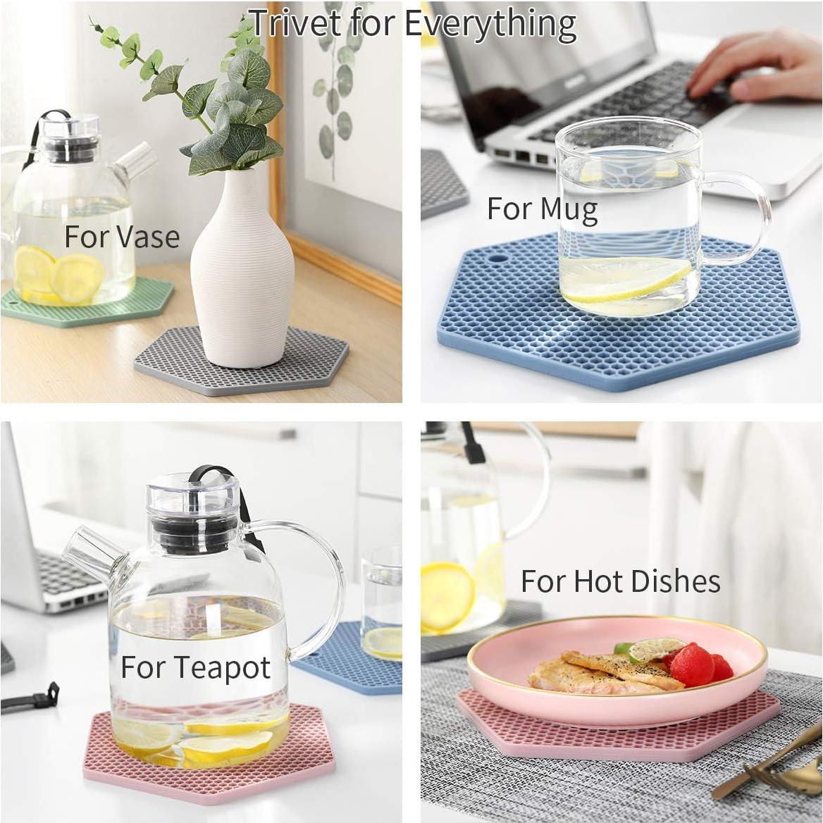 Juego de 4 Tapetes de Silicona Antideslizantes Colinda Rojo