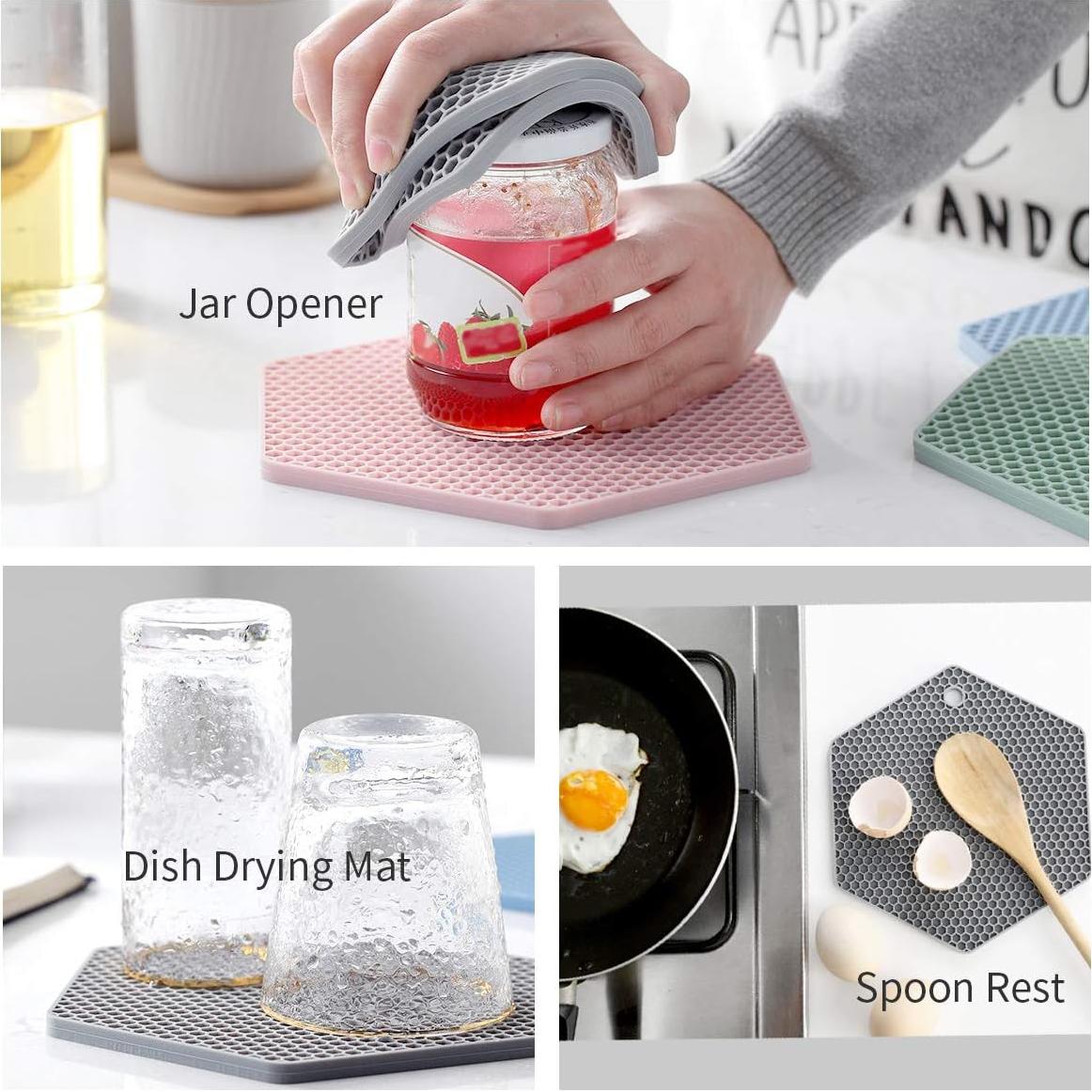 Juego de 4 Tapetes de Silicona Antideslizantes Colinda Rojo