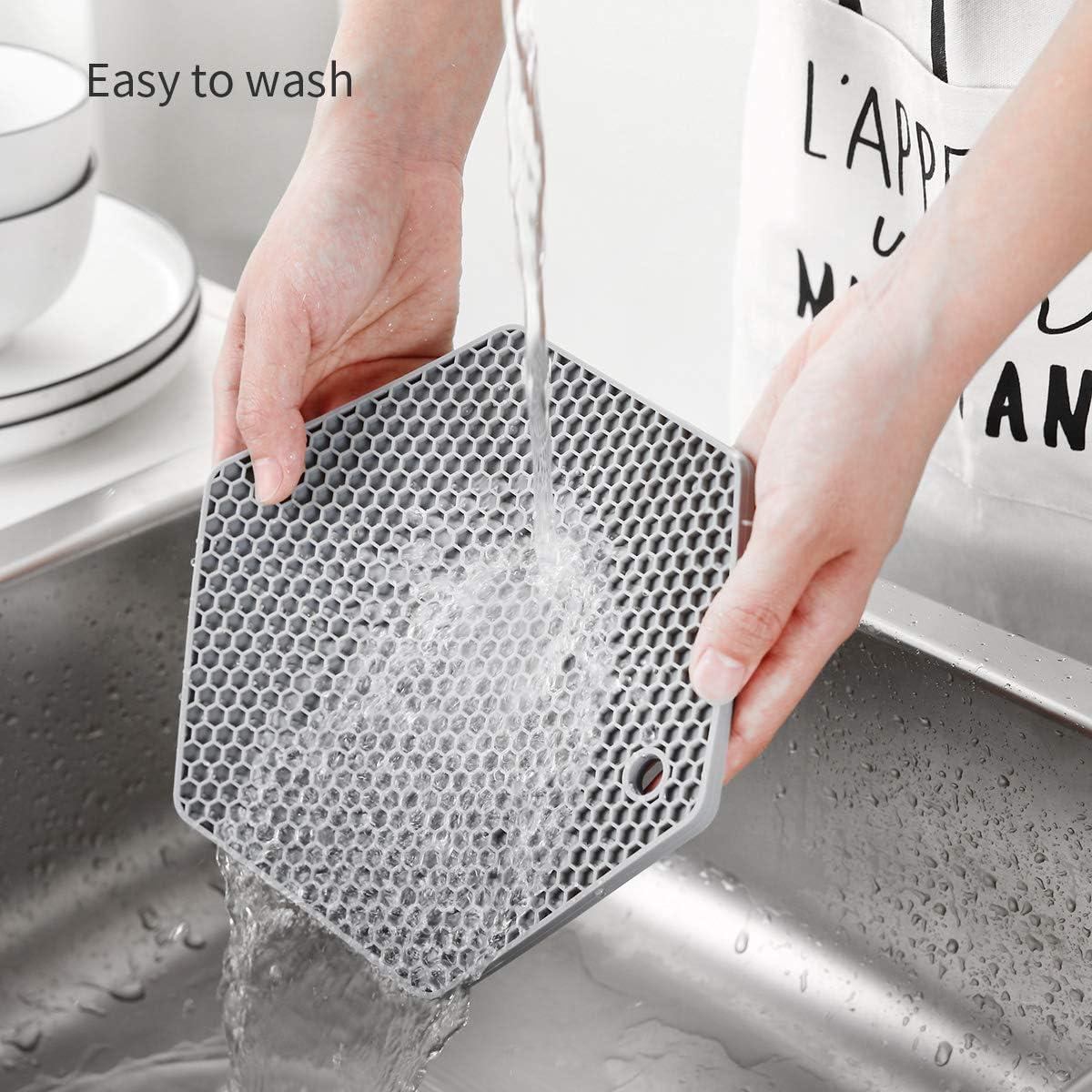 Juego de 4 Tapetes de Silicona Antideslizantes Colinda Rojo