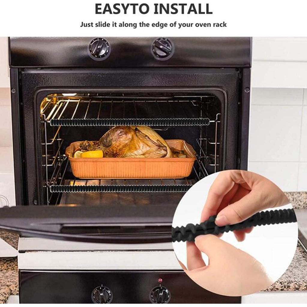 4 Protectores de Borde de Rejilla de Horno Silicona Negra