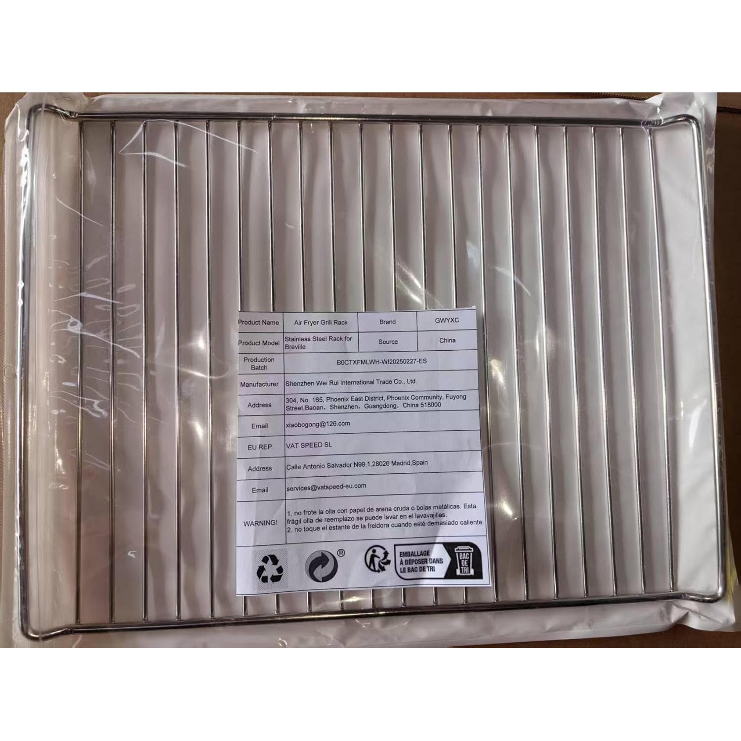 Rejilla de Acero Inoxidable para Horno Breville BOV900BSS 41.9x31 cm