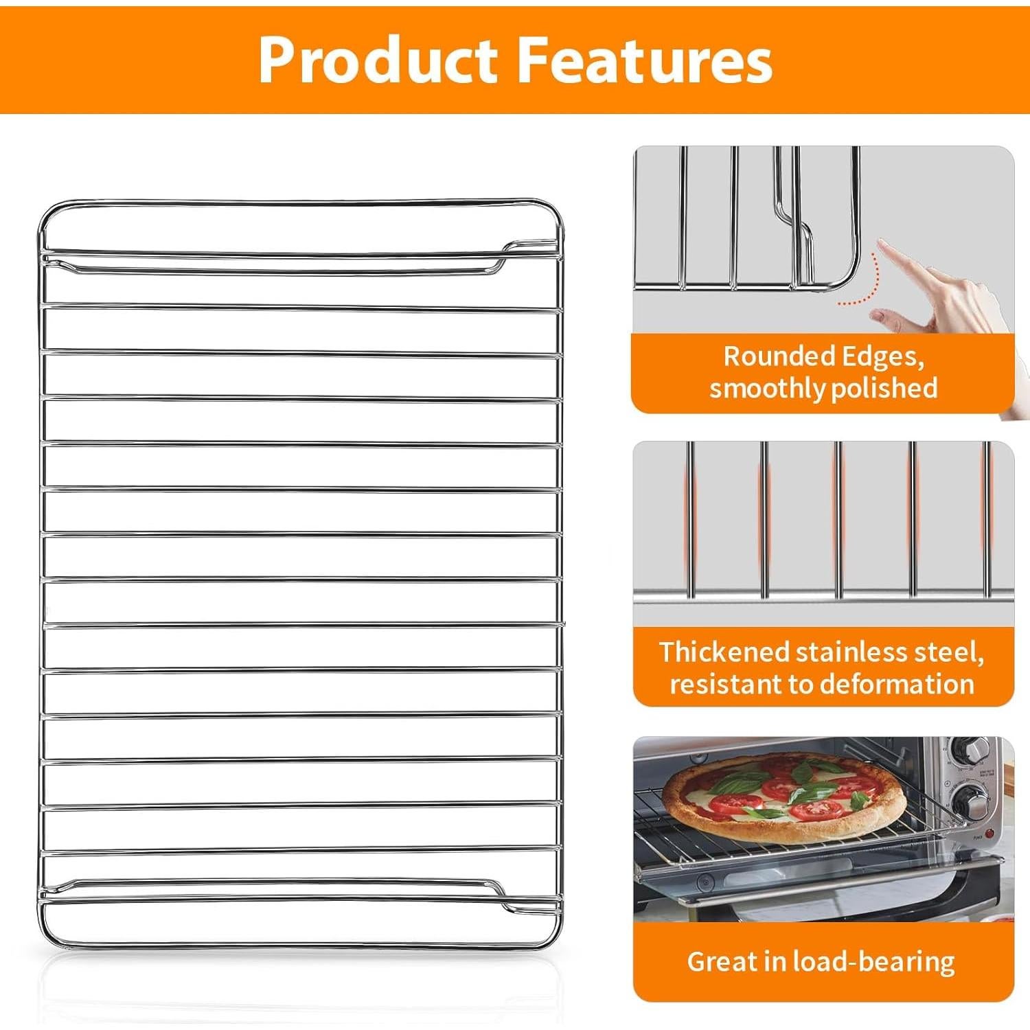 Countertop Toaster Oven Wire Rack for Hamilton Beach, 12.6×9 IN Stainless Steel Food Grade Toaster Oven Accessories Replacement Parts, Dishwasher Safe