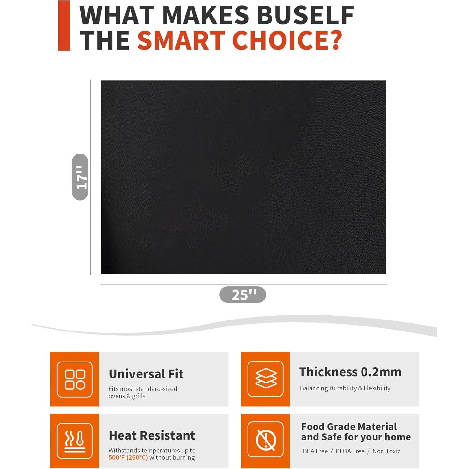 Forros para Horno Buself - Paquete de 3, 43x64 cm, Negro