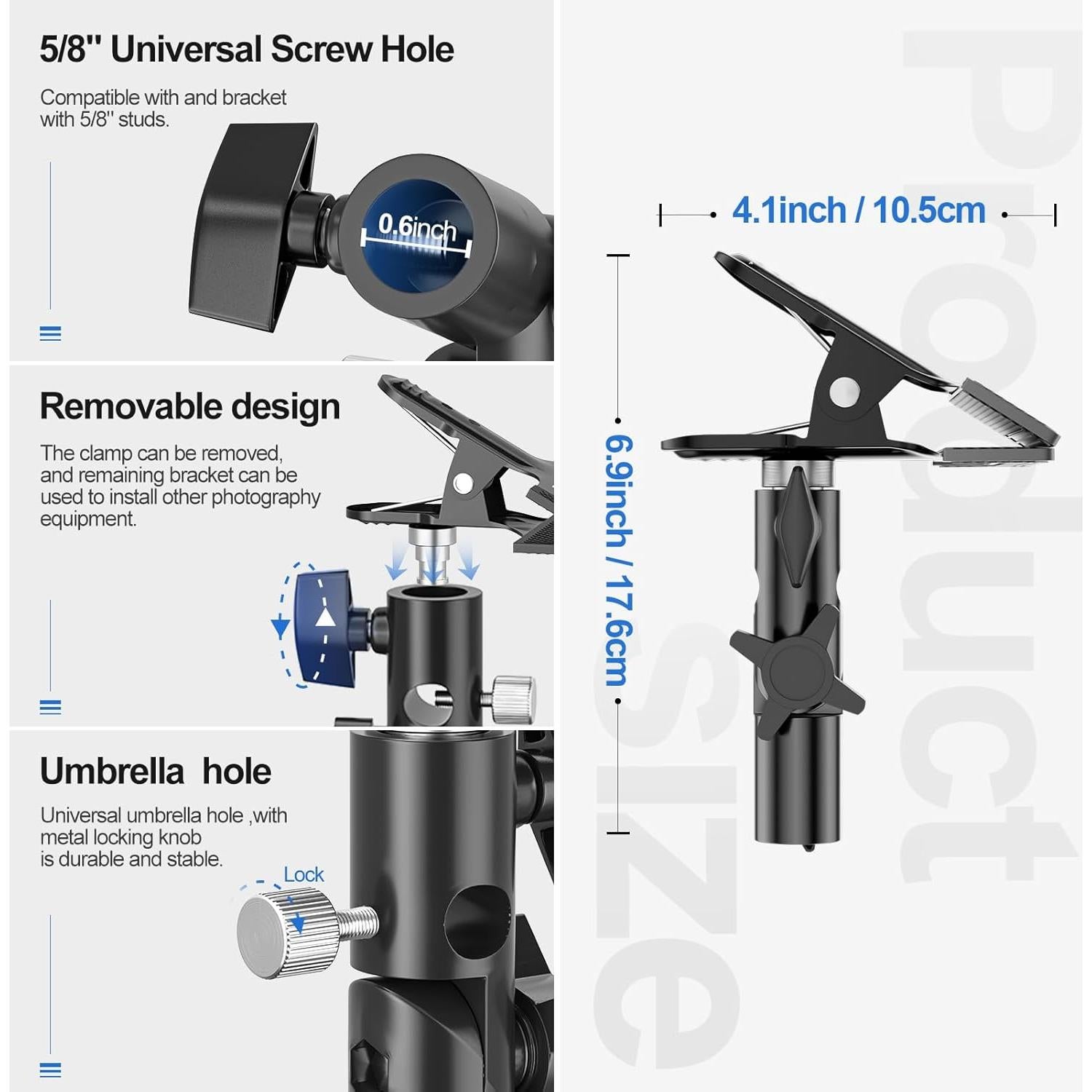 Soporte de Reflector EMART Abrazadera Metalica Paquete de 2