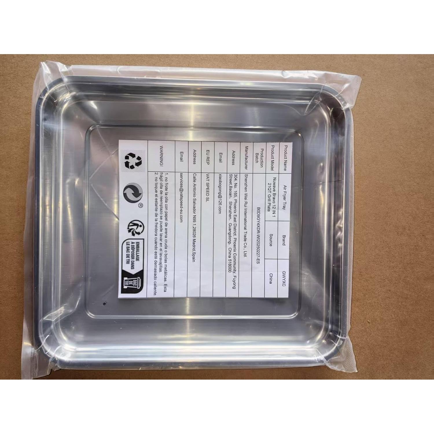 Sartén de Acero Inoxidable para Freidora de Aire Nuwave Bravo 12 en 1