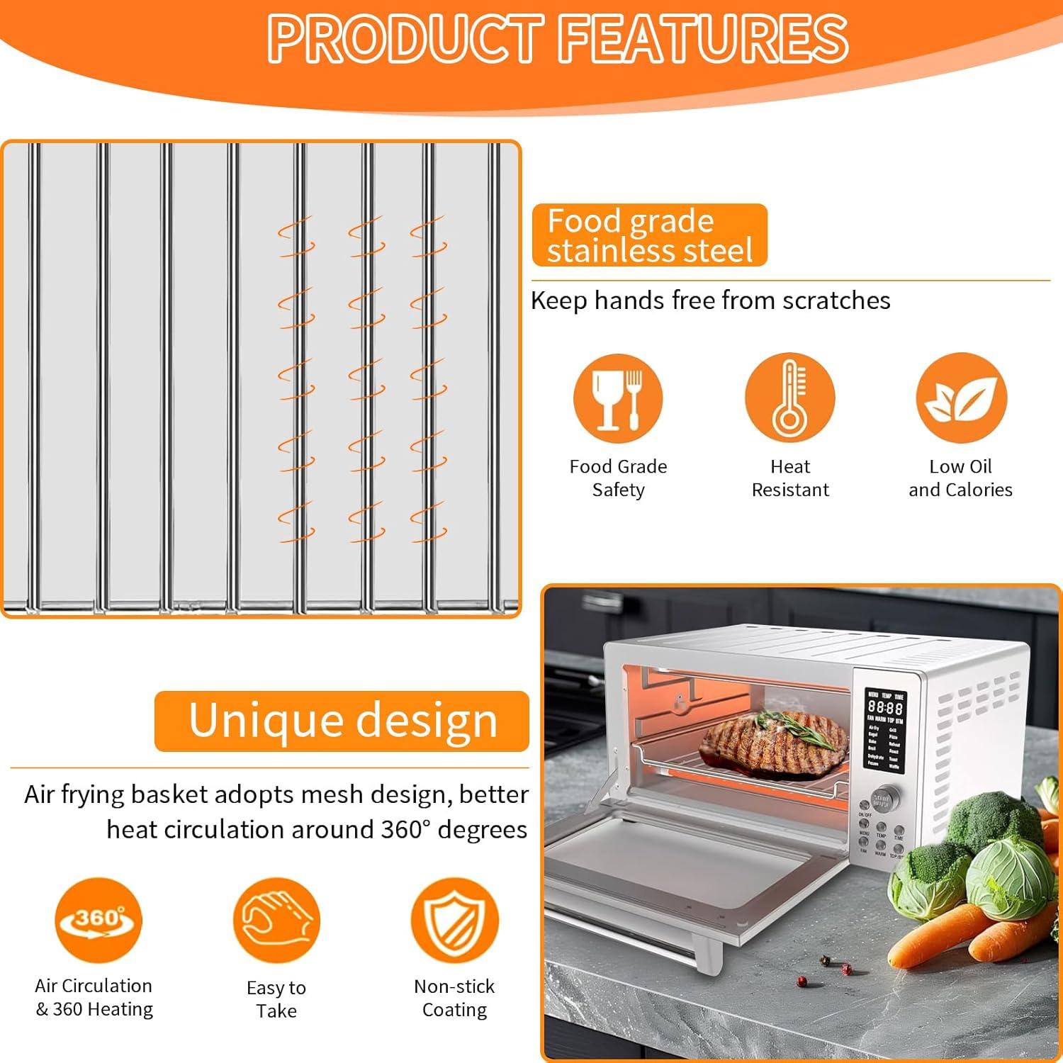 Rejilla de Horno de Aire GWY Acero Inoxidable 33x27 cm - 2 Piezas