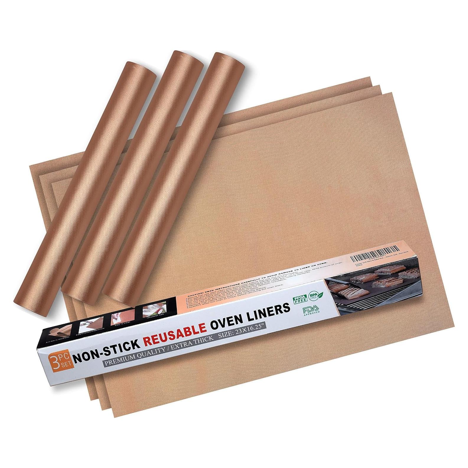 Forro de Horno Reutilizable EMAANIA 3 Paquetes Cobre 58.4x41.3cm
