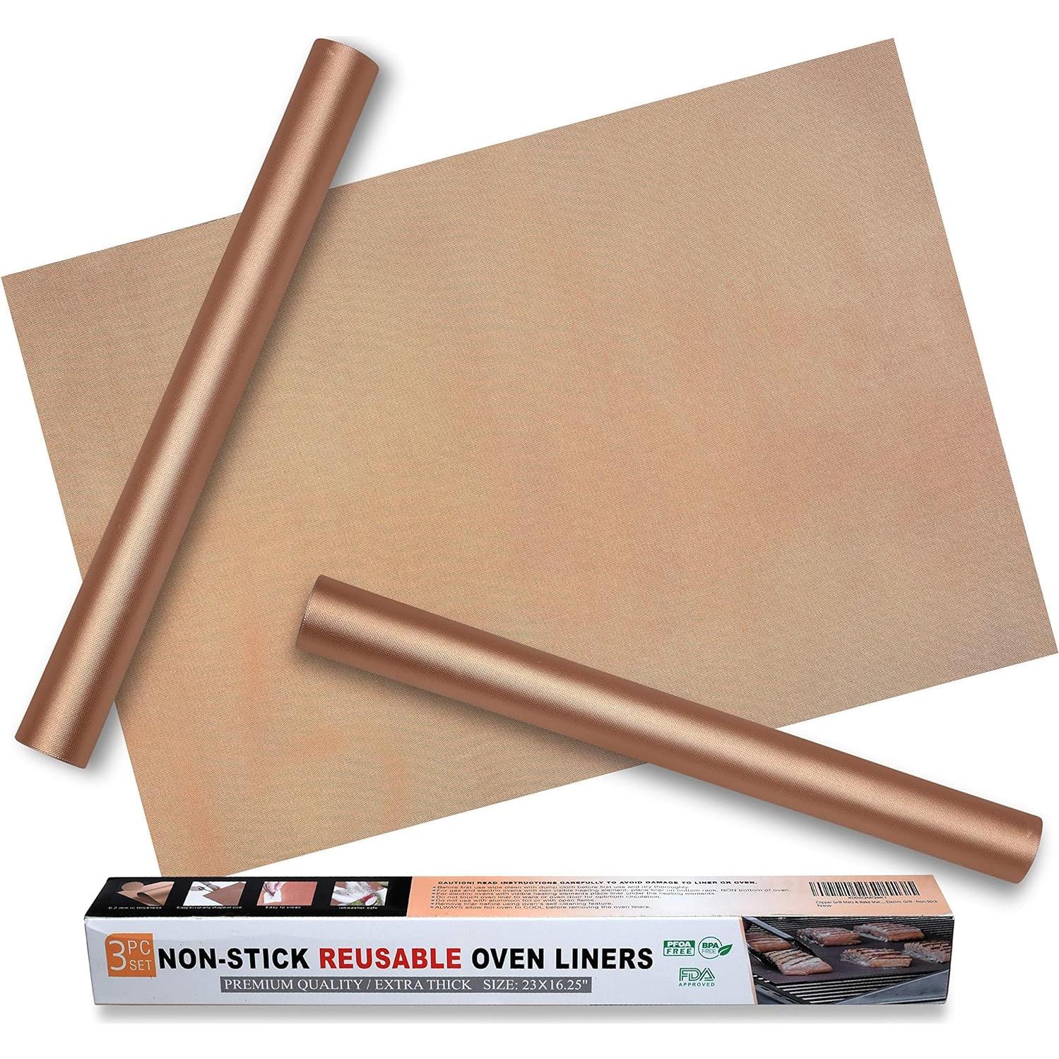 Forro de Horno Reutilizable EMAANIA 3 Paquetes Cobre 58.4x41.3cm