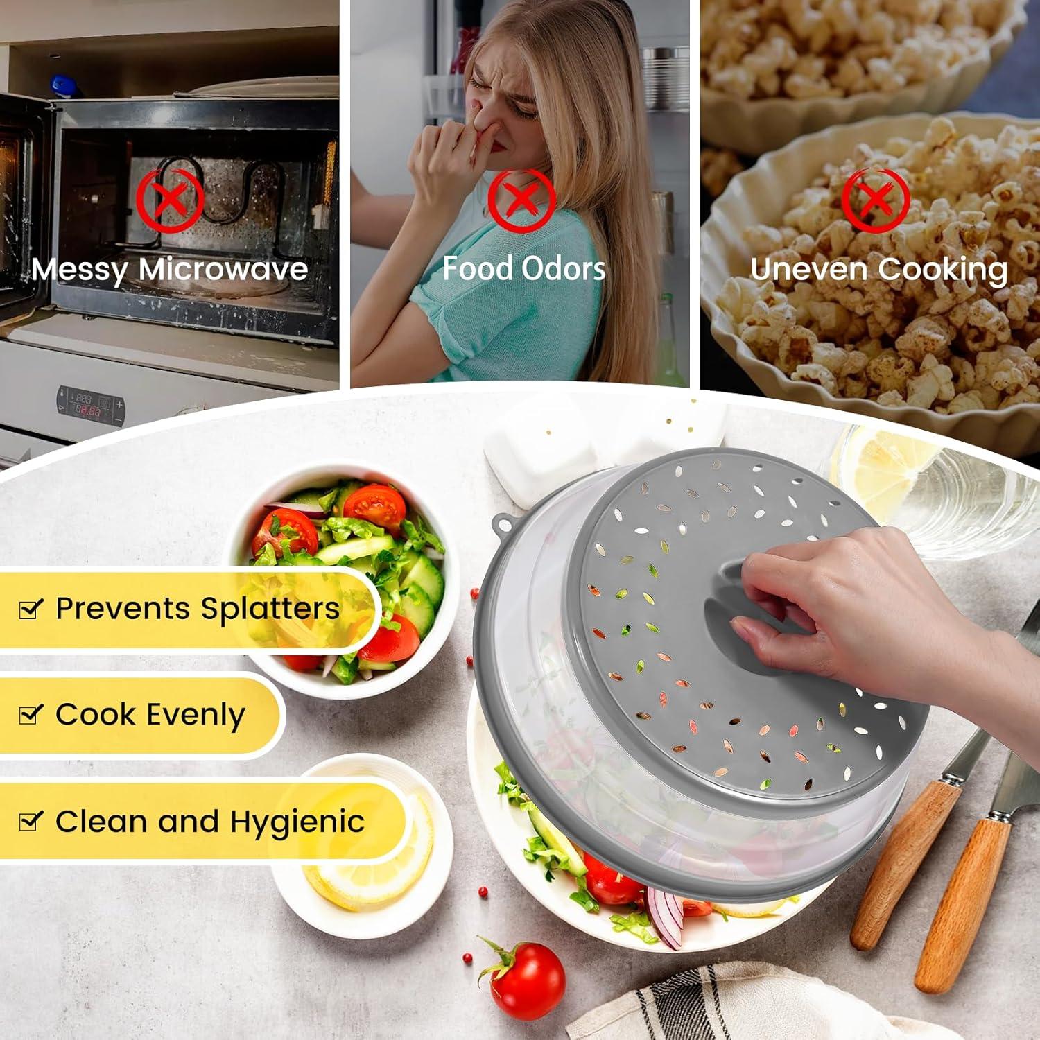 Cubierta para Microondas CasaCulina 2 en 1 Gris 25.4 cm