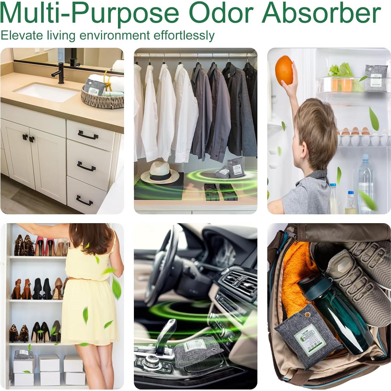 Absorbente de Olores de Carbón Activado Hengu - Paquete de 12, 100g