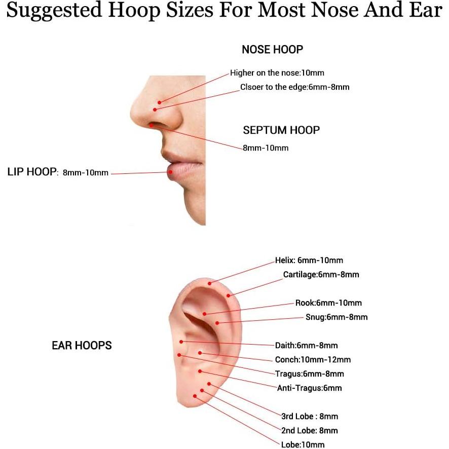 4 Pares Aros Clicker Acero Quirúrgico HQLA 6mm a 12mm