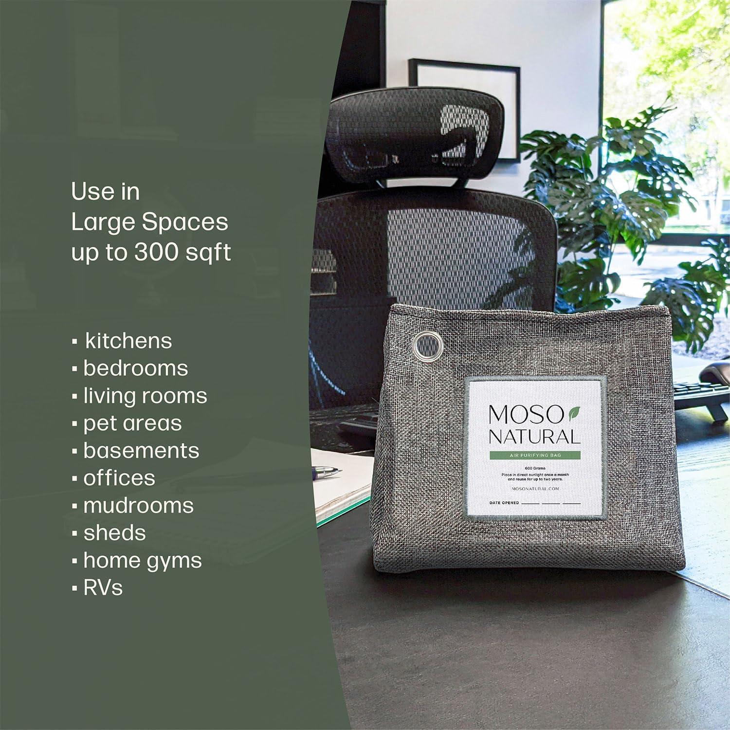 Moso Bolsa Purificadora de Aire 600g Carbón de Bambú Sin Fragancia - Paquete de 5