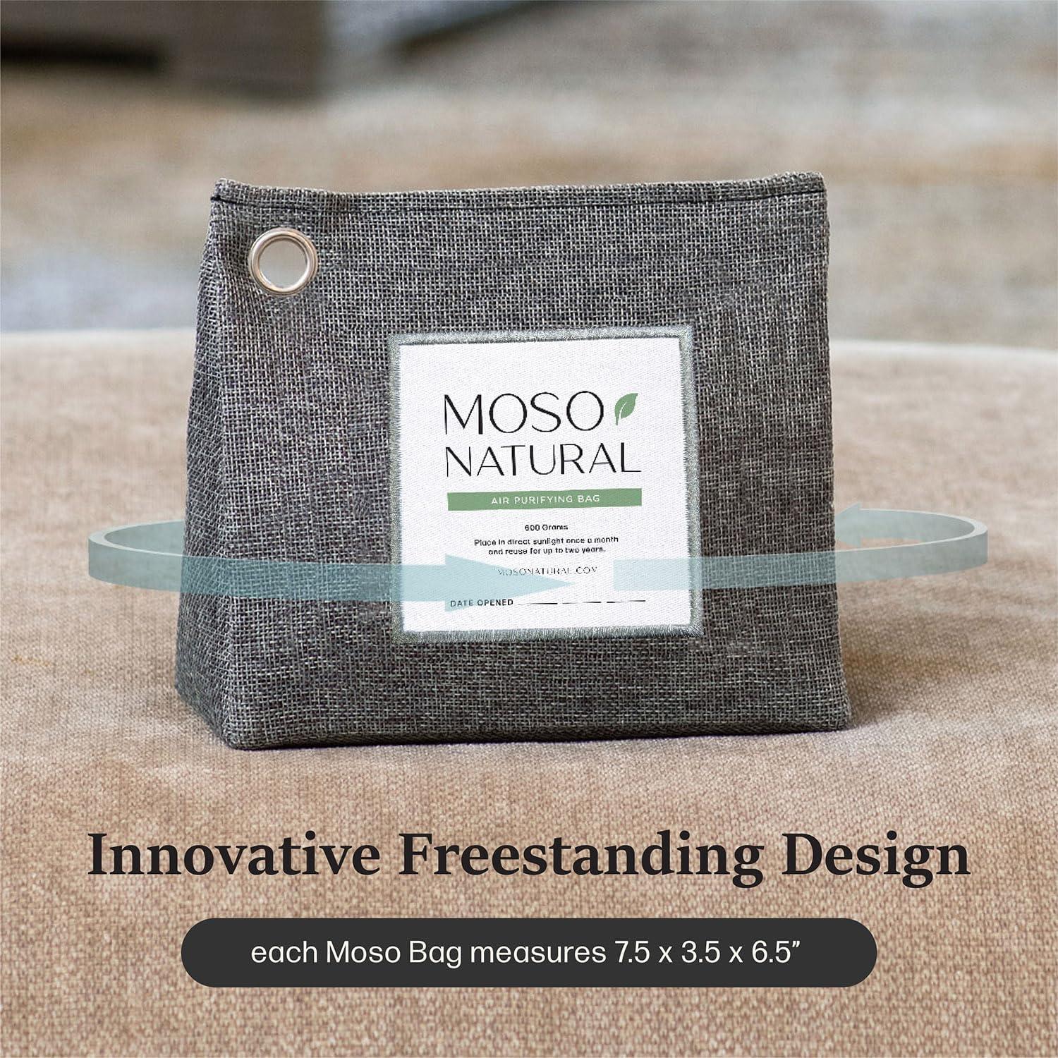 Moso Bolsa Purificadora de Aire 600g Carbón de Bambú Sin Fragancia - Paquete de 5
