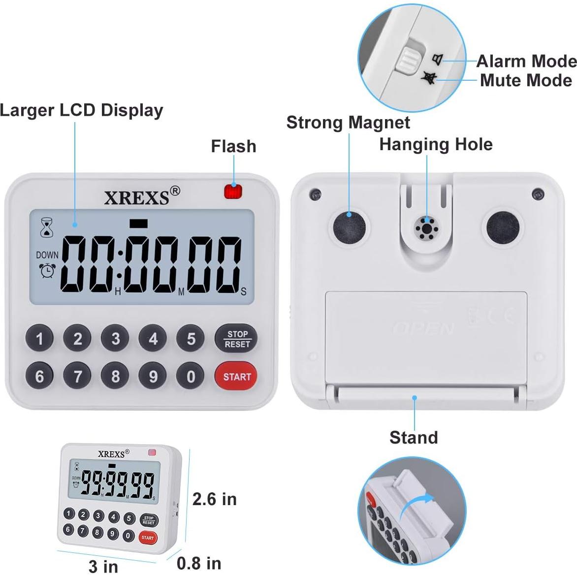 Temporizador Digital de Cocina XREXS con Alarma Fuerte y Silencio