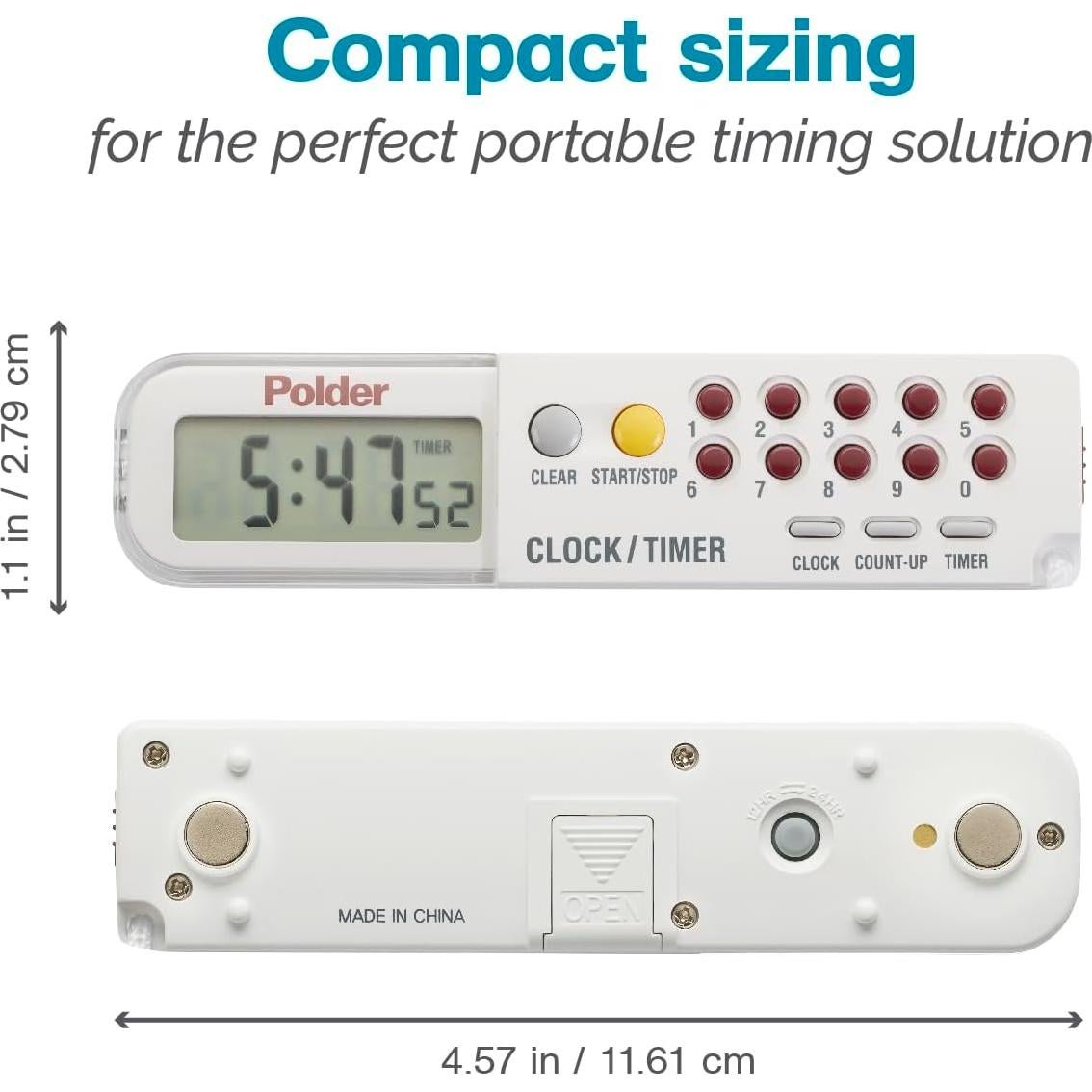 Reloj Temporizador Cronómetro Polder Digital Blanco 2.79x11.61cm