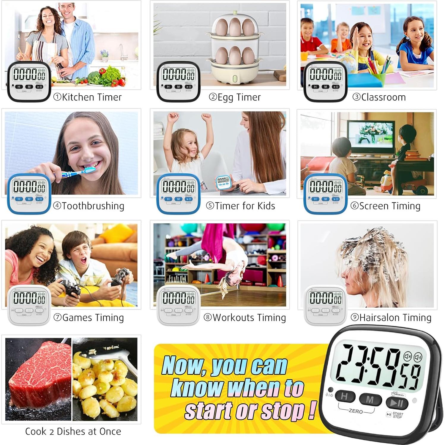 Temporizadores Digitales de Cocina AyayaBoss - 2 Paquetes