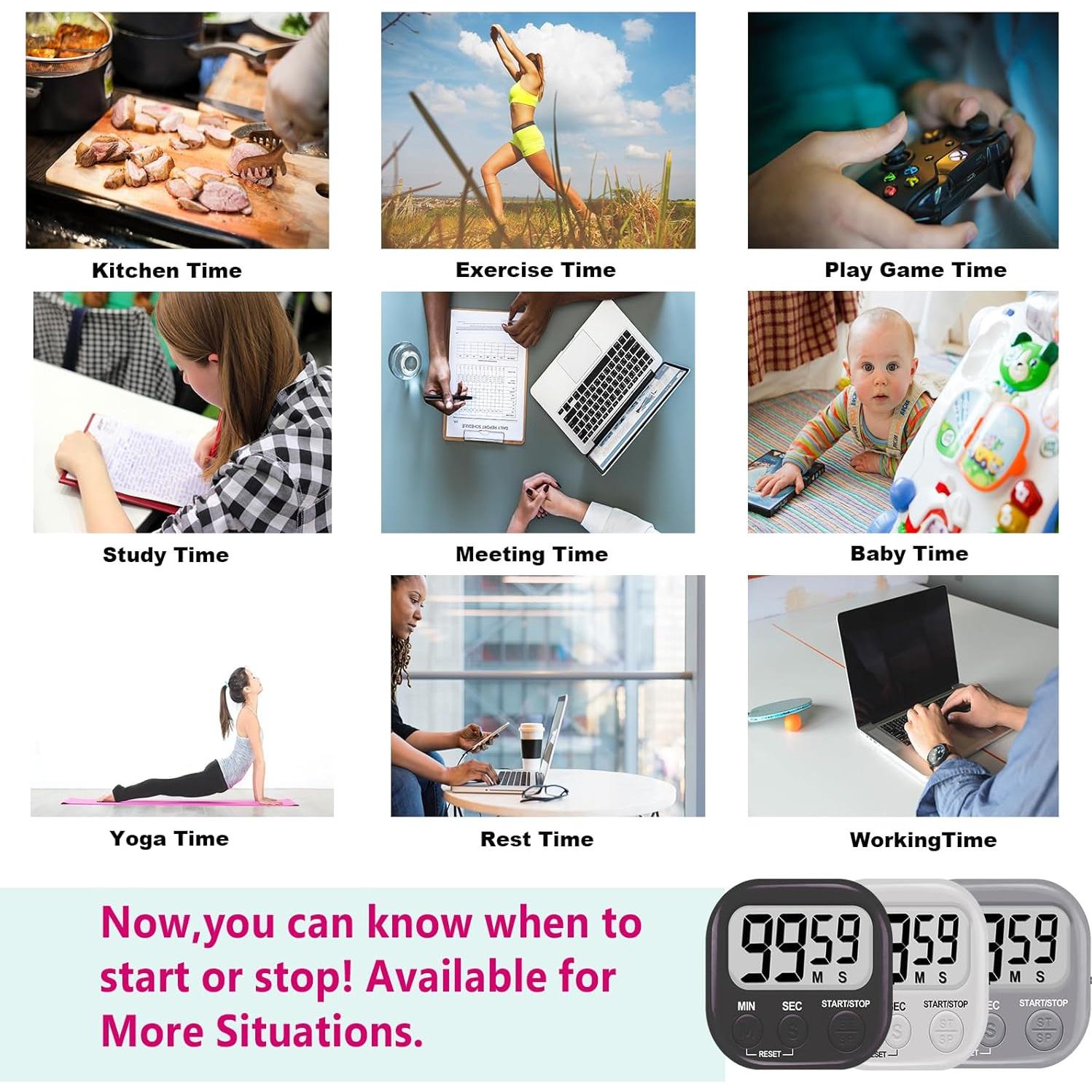 Temporizador Digital de Cocina 6 Paquetes Tick Tock 100dB