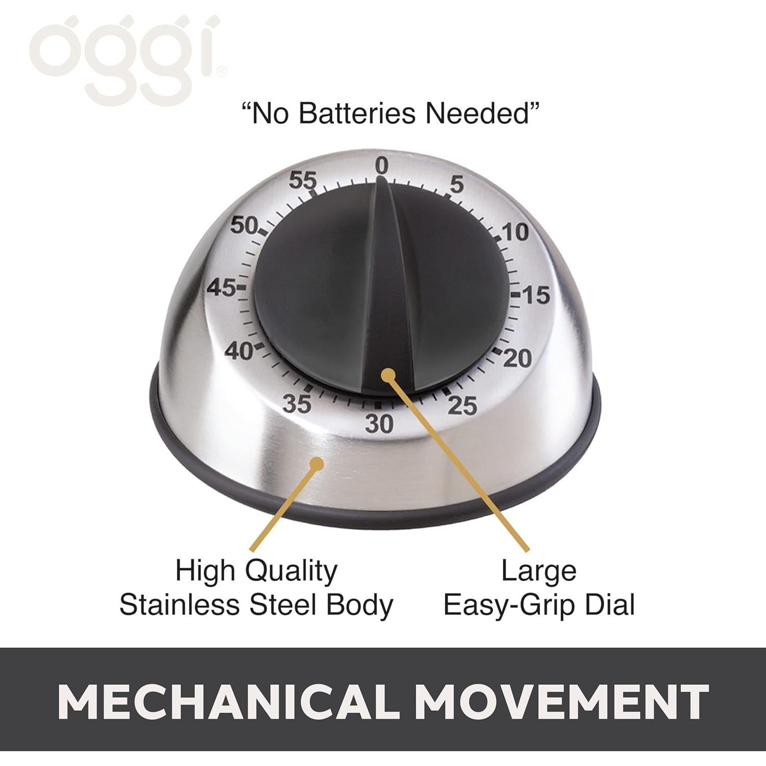 Temporizador de Cocina OGGI Acero Inoxidable 60 Minutos