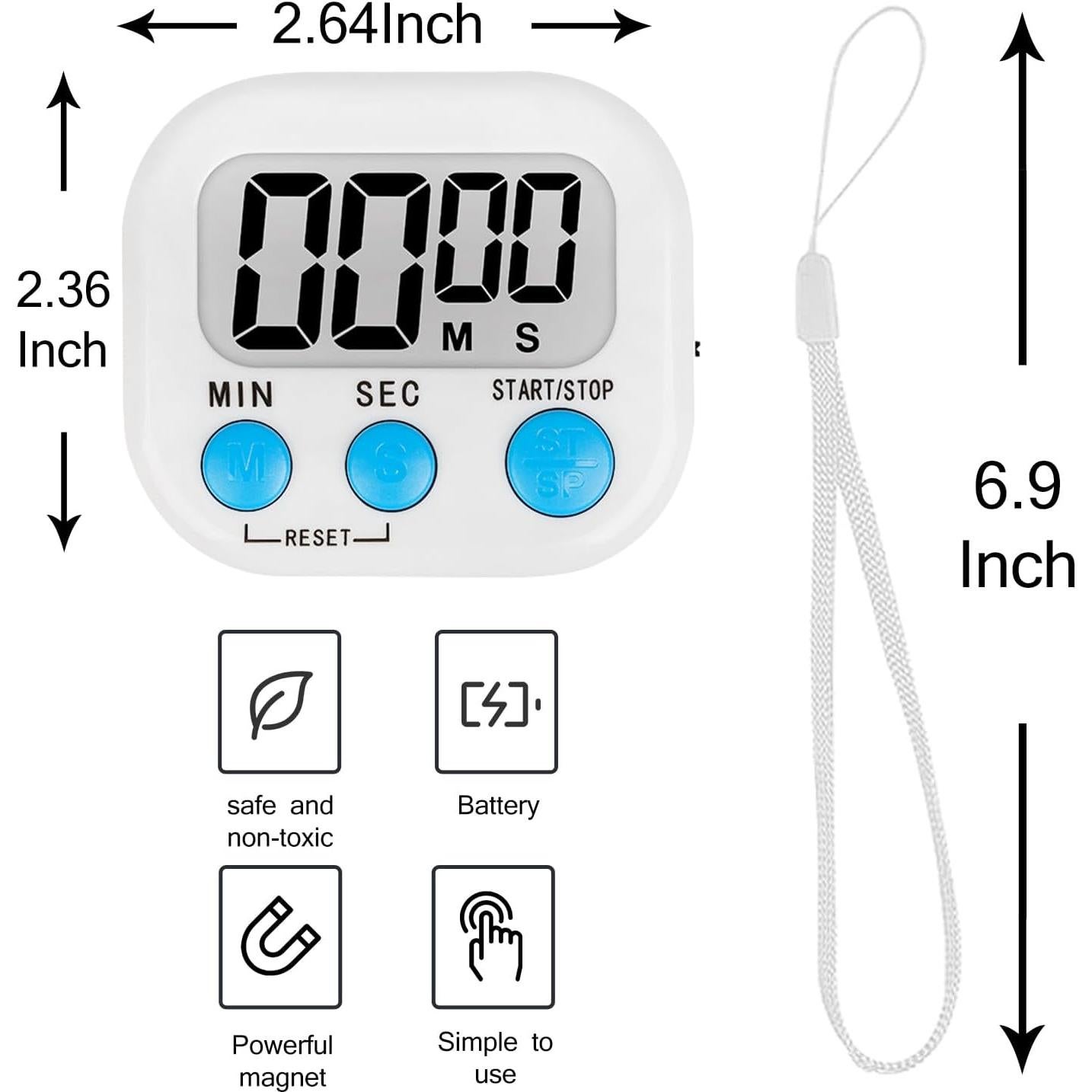 Temporizador de Cocina Digital ZILLEEN - Paquete de 6 Unidades