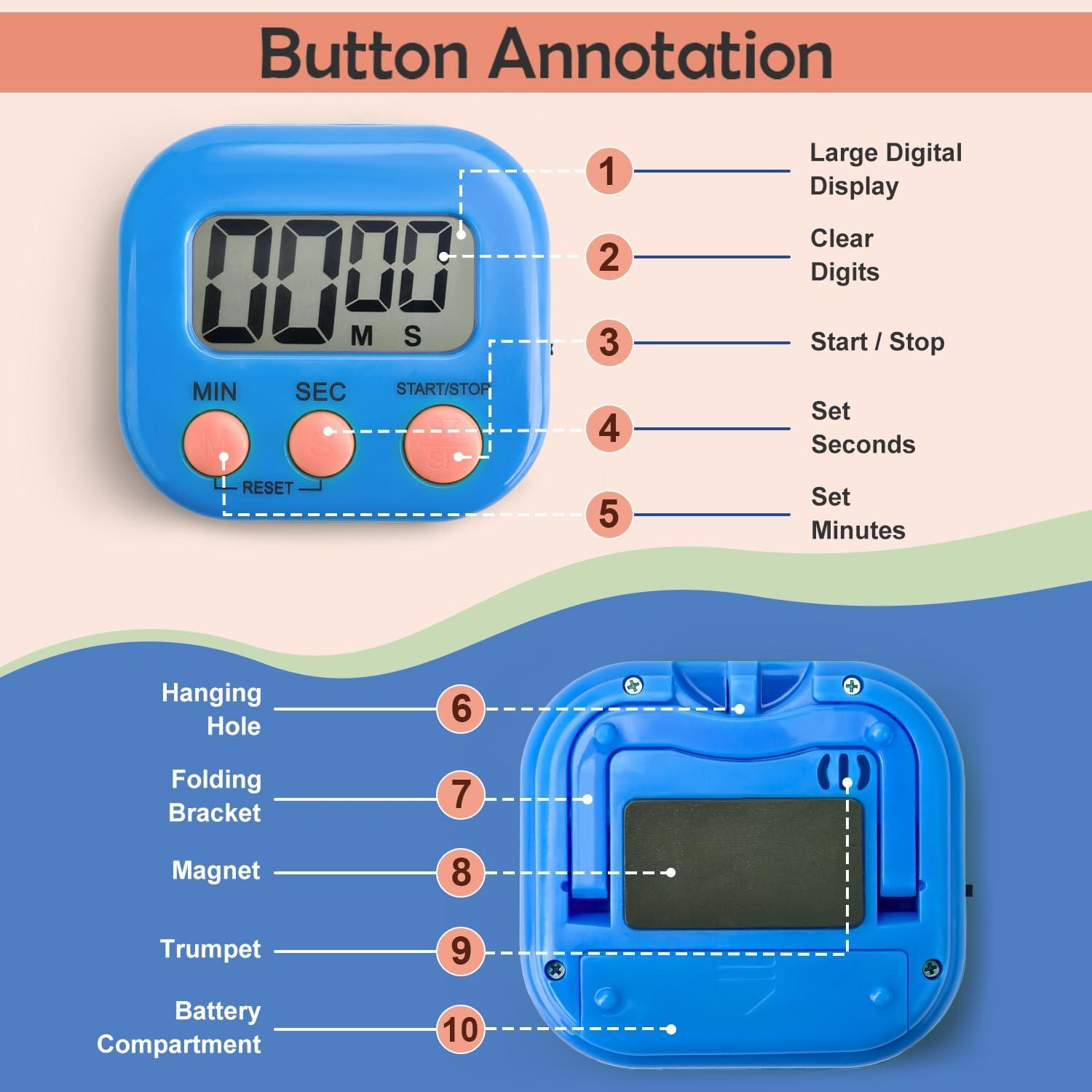 Paquete de 6 Temporizadores Digitales de Cocina CAPHONT
