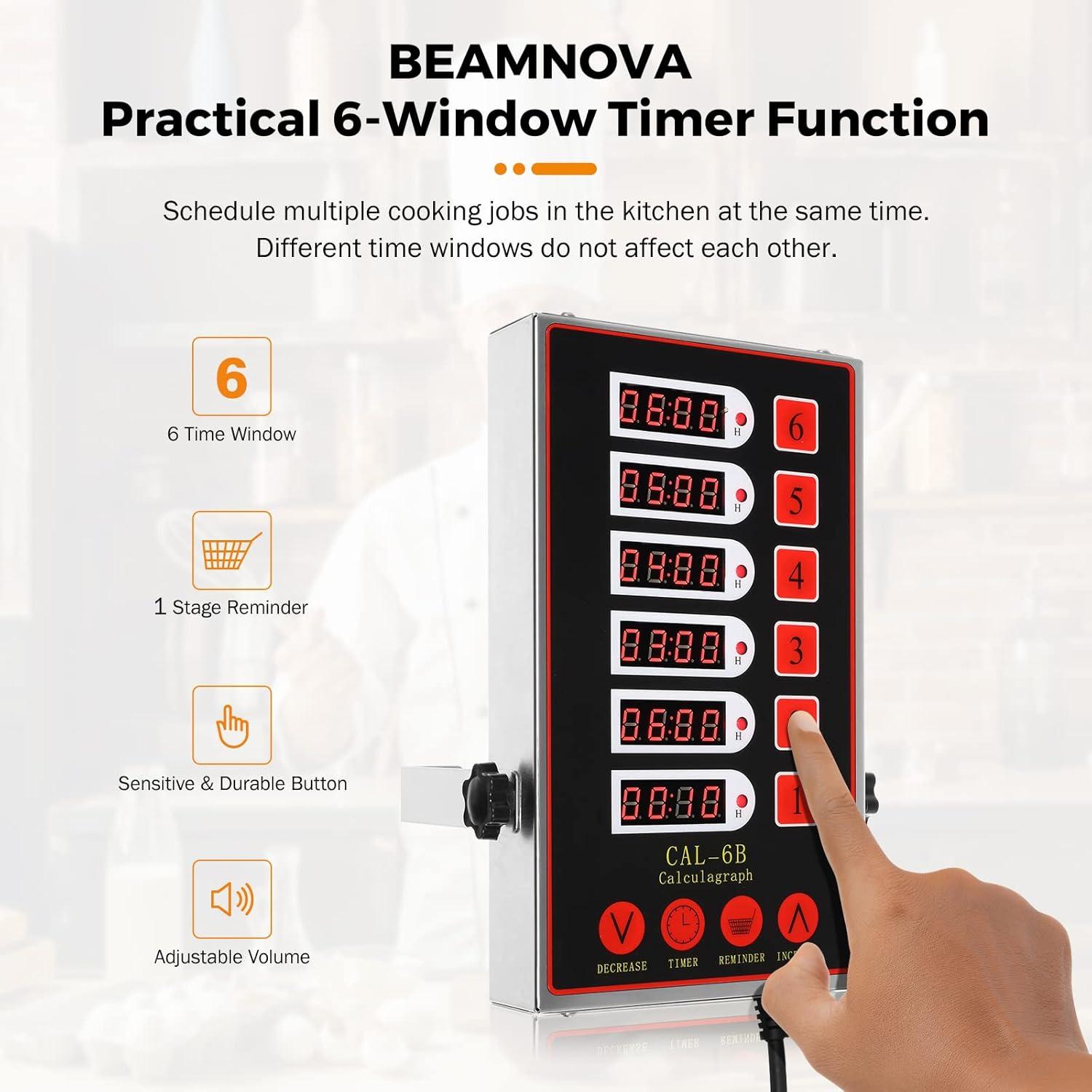 Temporizador Digital de Cocina BEAMNOVA 6 Canales Acero Inoxidable