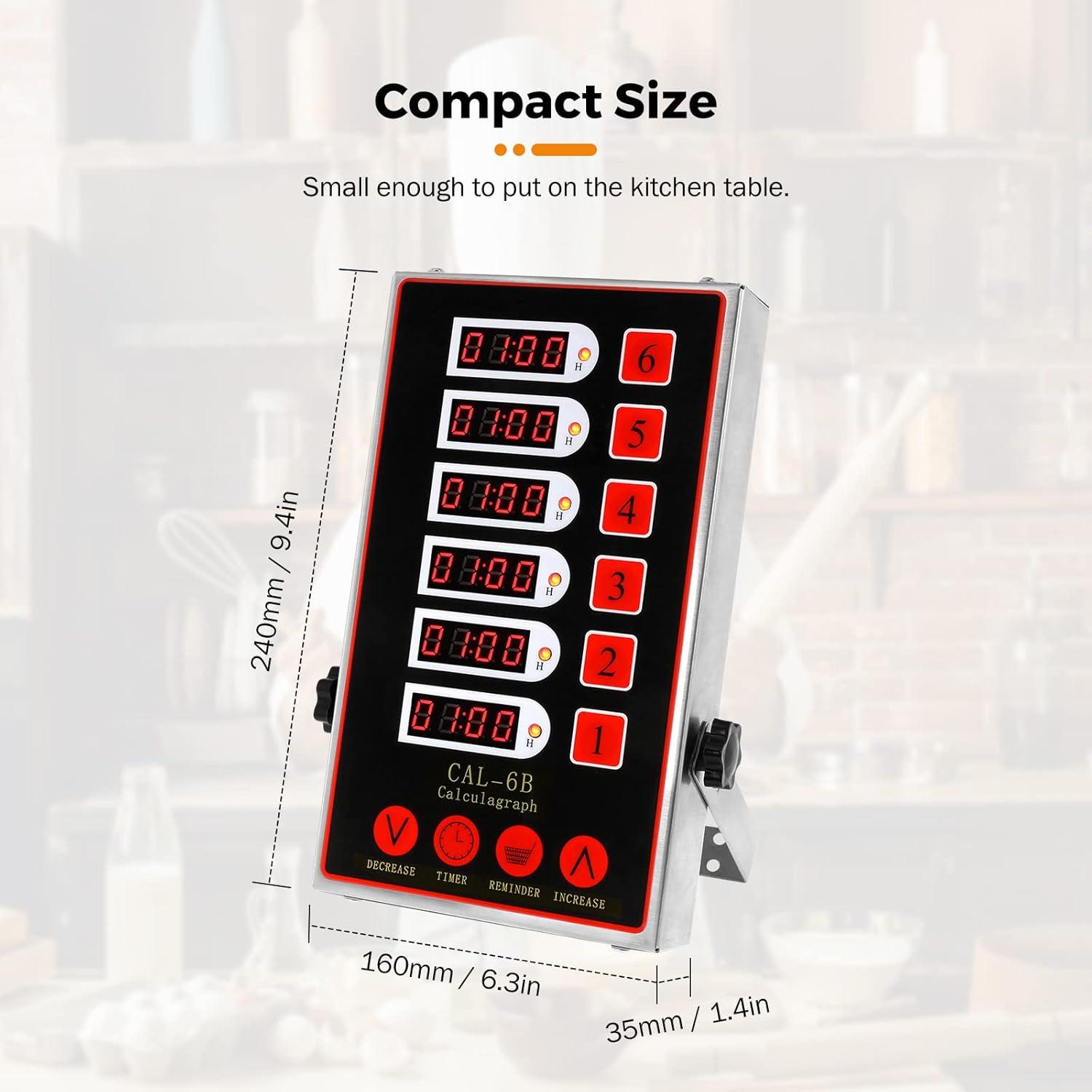 Temporizador Digital de Cocina BEAMNOVA 6 Canales Acero Inoxidable