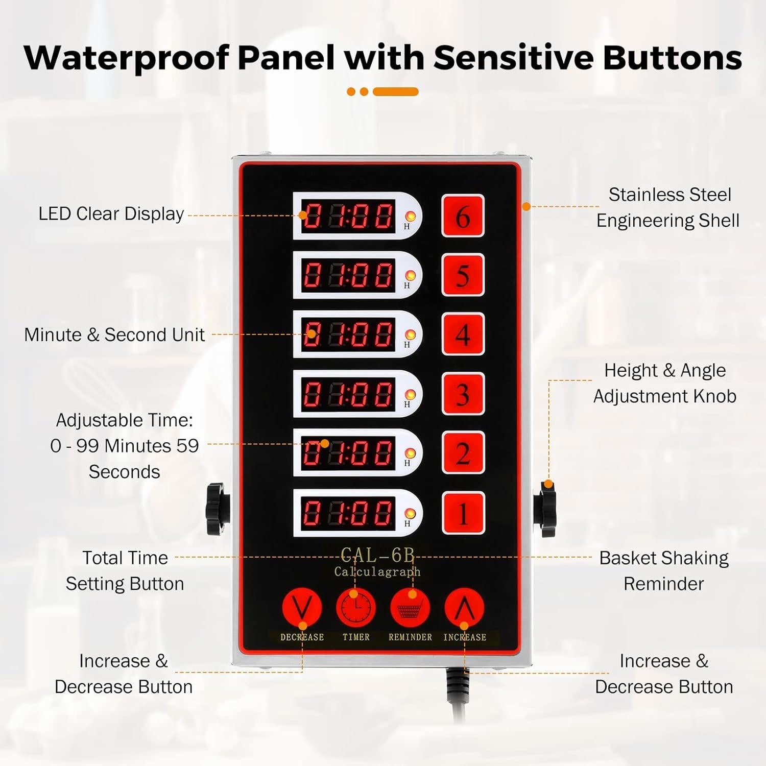 Temporizador Digital de Cocina BEAMNOVA 6 Canales Acero Inoxidable