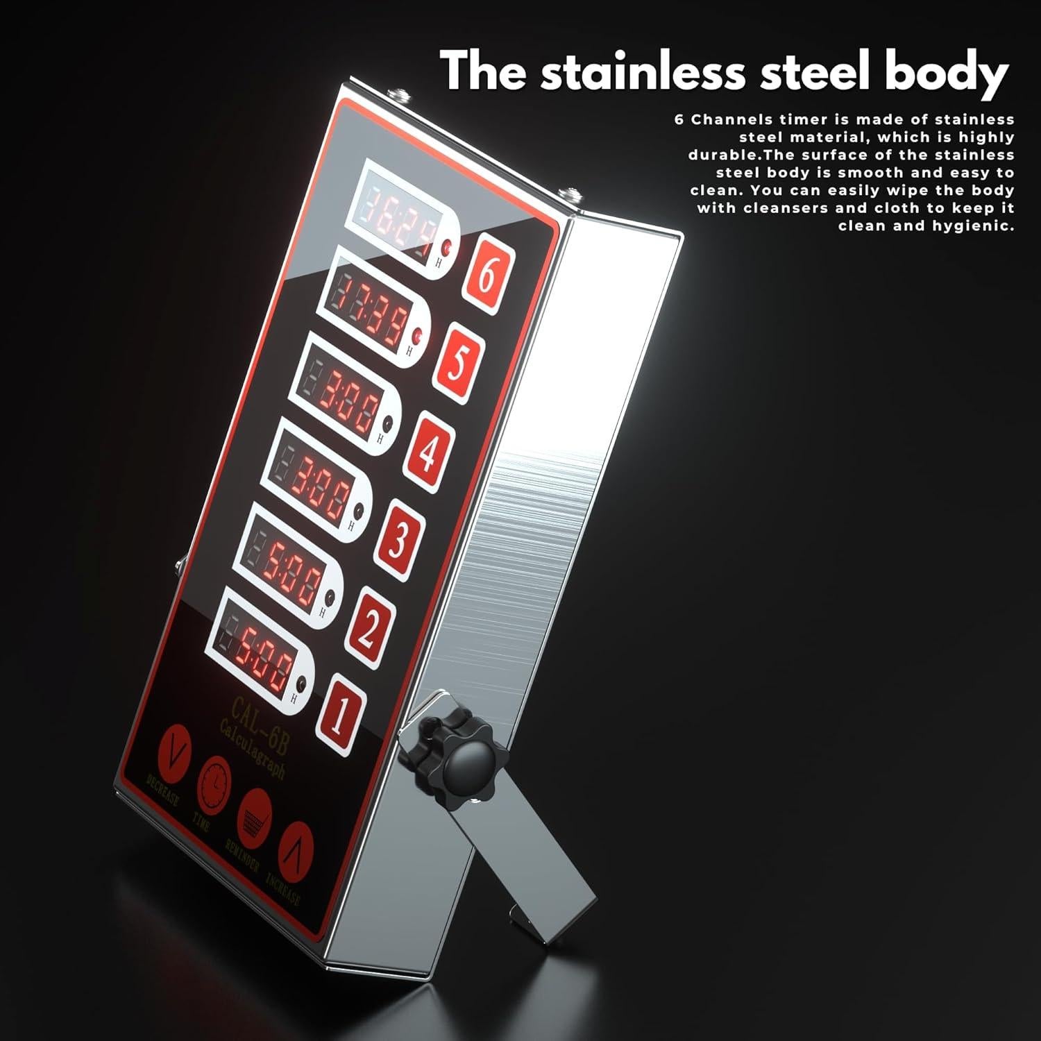 Temporizador de Cocina KZU 6 Canales Digital Acero Inoxidable