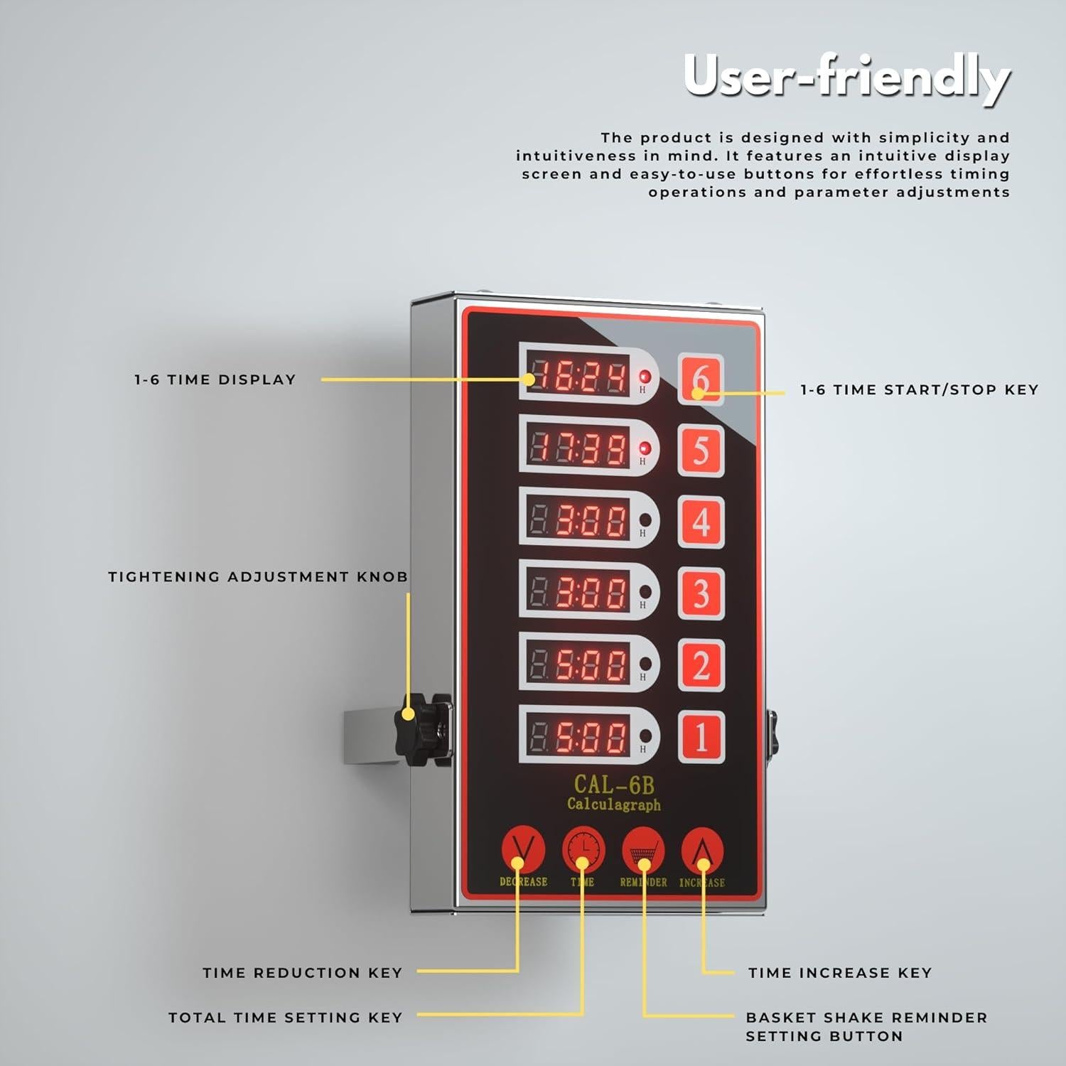 Temporizador de Cocina KZU 6 Canales Digital Acero Inoxidable