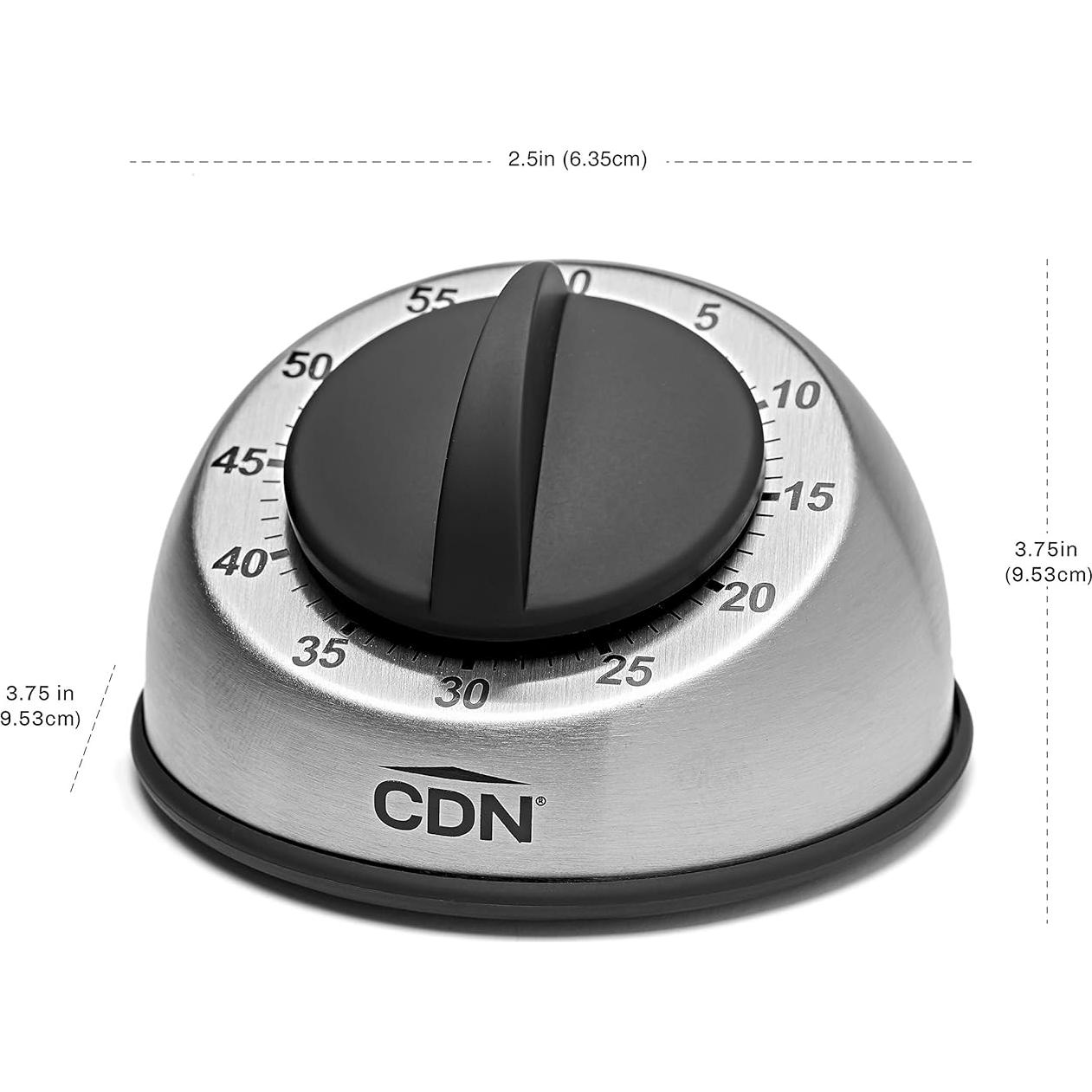 Temporizador Mecánico CDN MT1 60 Minutos Alarma Fuerte Plateado