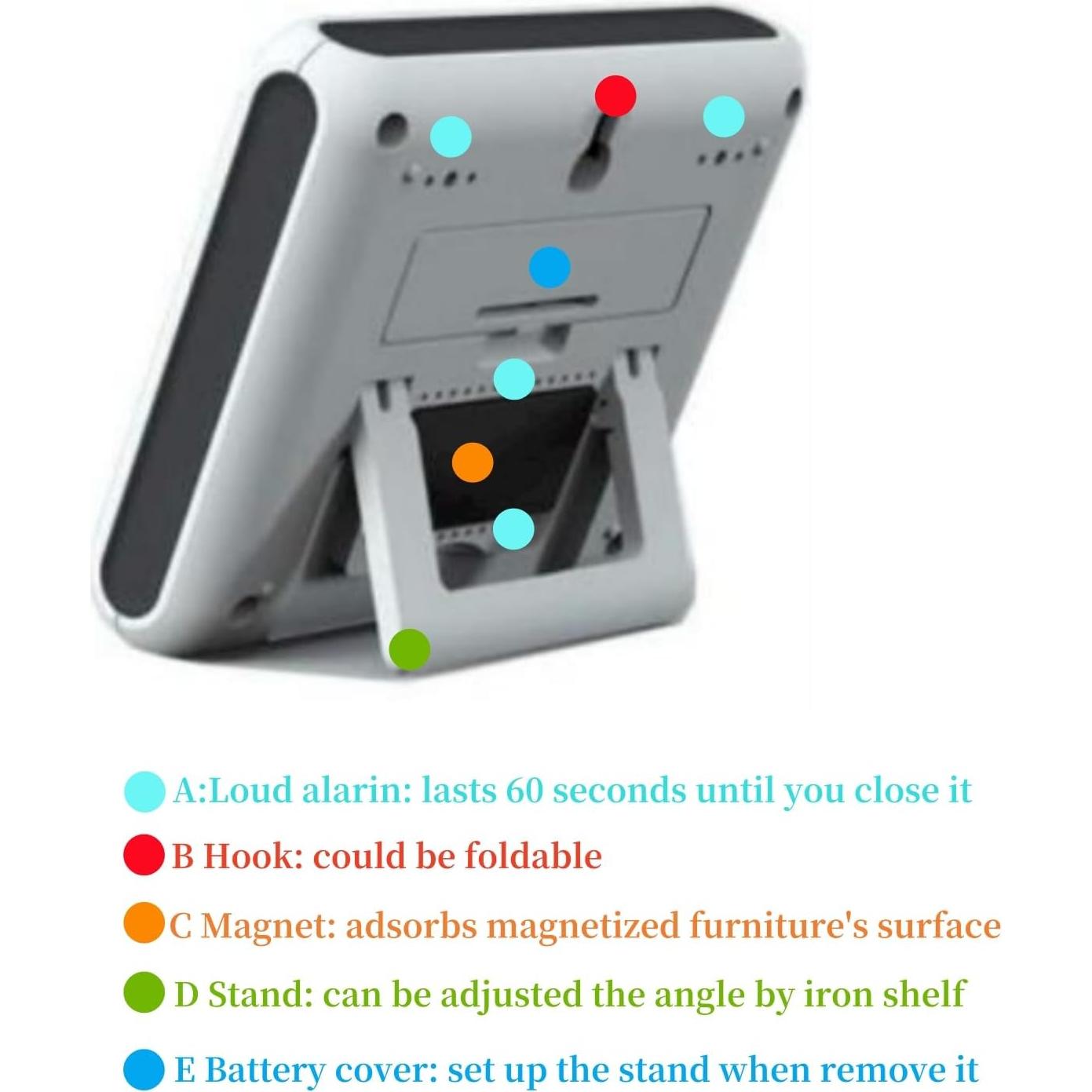 Temporizador Digital Magnético Genérico - Alarma Fuerte, Pantalla Grande, 12/24 Horas, 8.49x7.19 cm