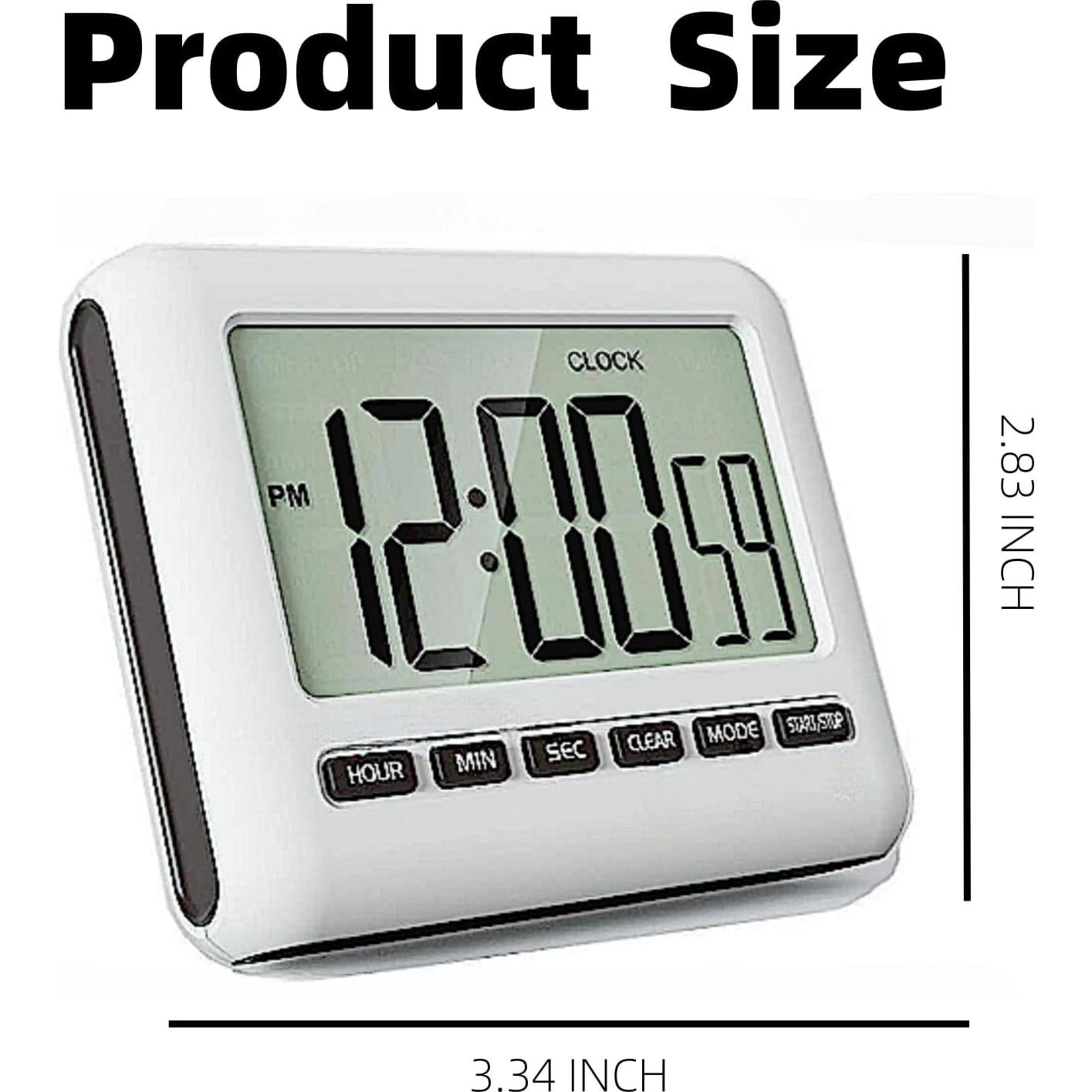 Temporizador Digital Magnético Genérico - Alarma Fuerte, Pantalla Grande, 12/24 Horas, 8.49x7.19 cm